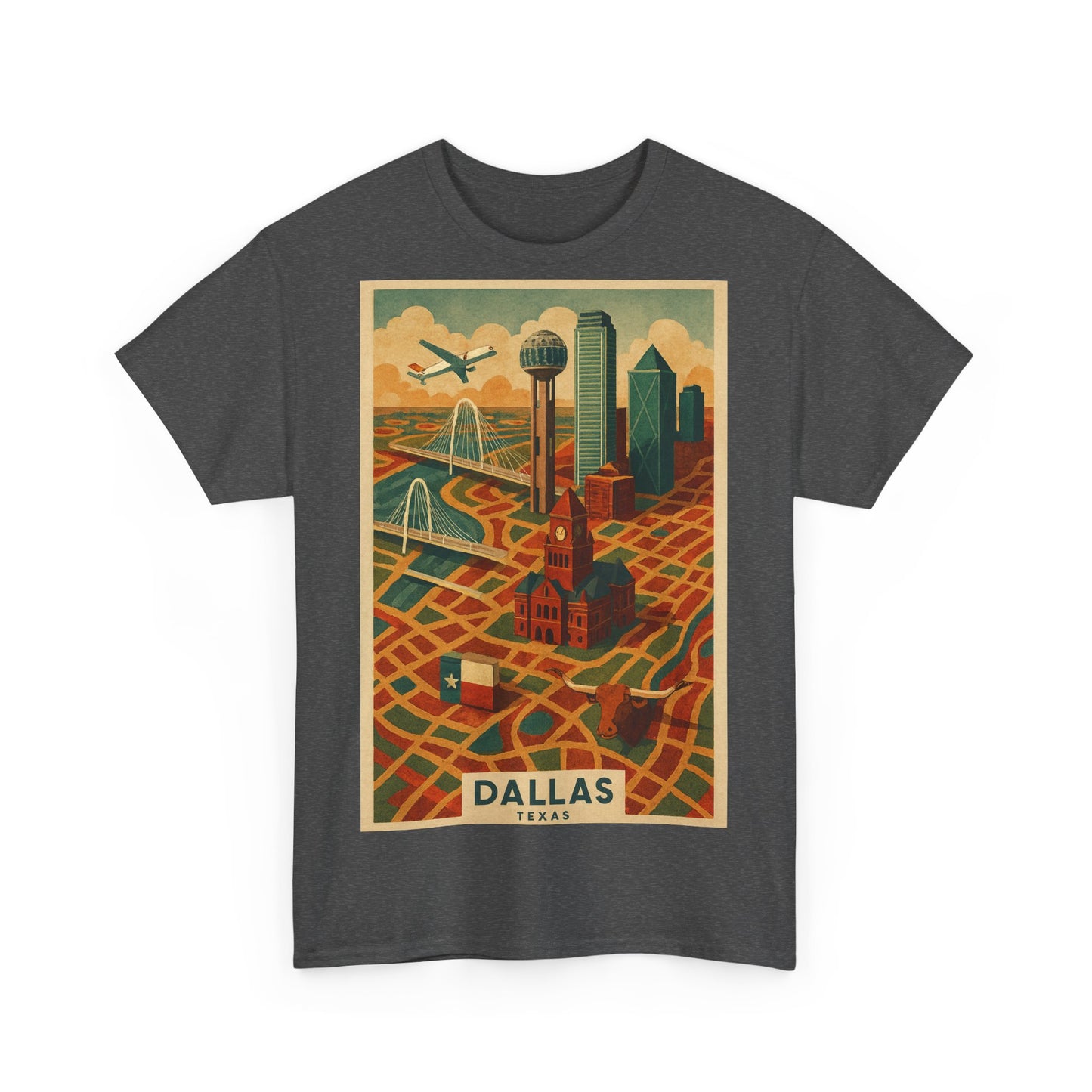 Adult Unisex Dallas Surreal Vintage Map Tee