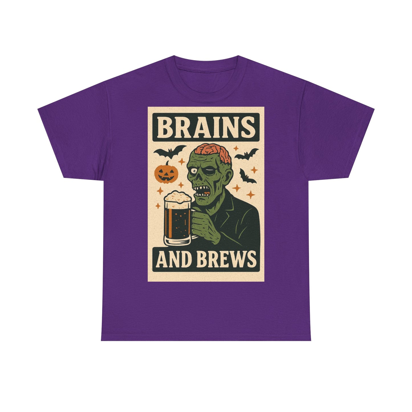 Zombie Brains and Brews Halloween Adult Unisex Tee