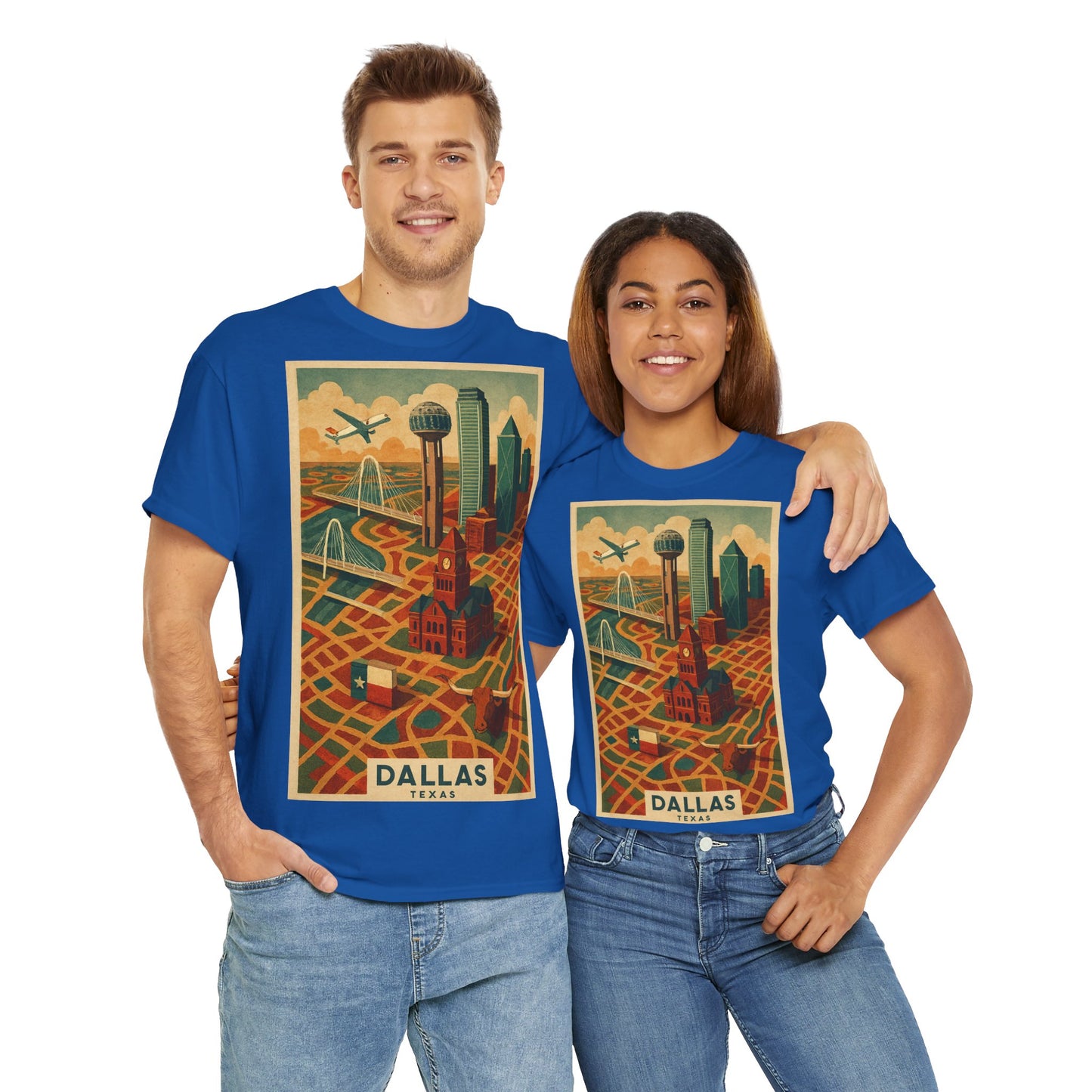 Adult Unisex Dallas Surreal Vintage Map Tee