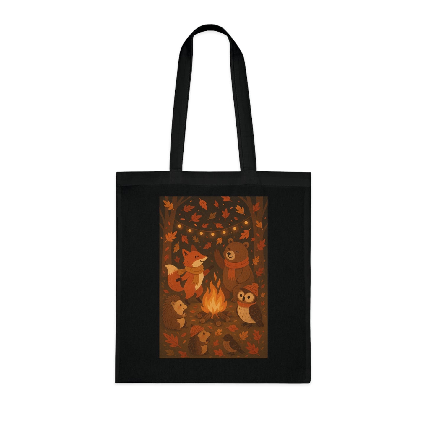 Cozy Campfire Woodland Animals Cotton Tote Bag