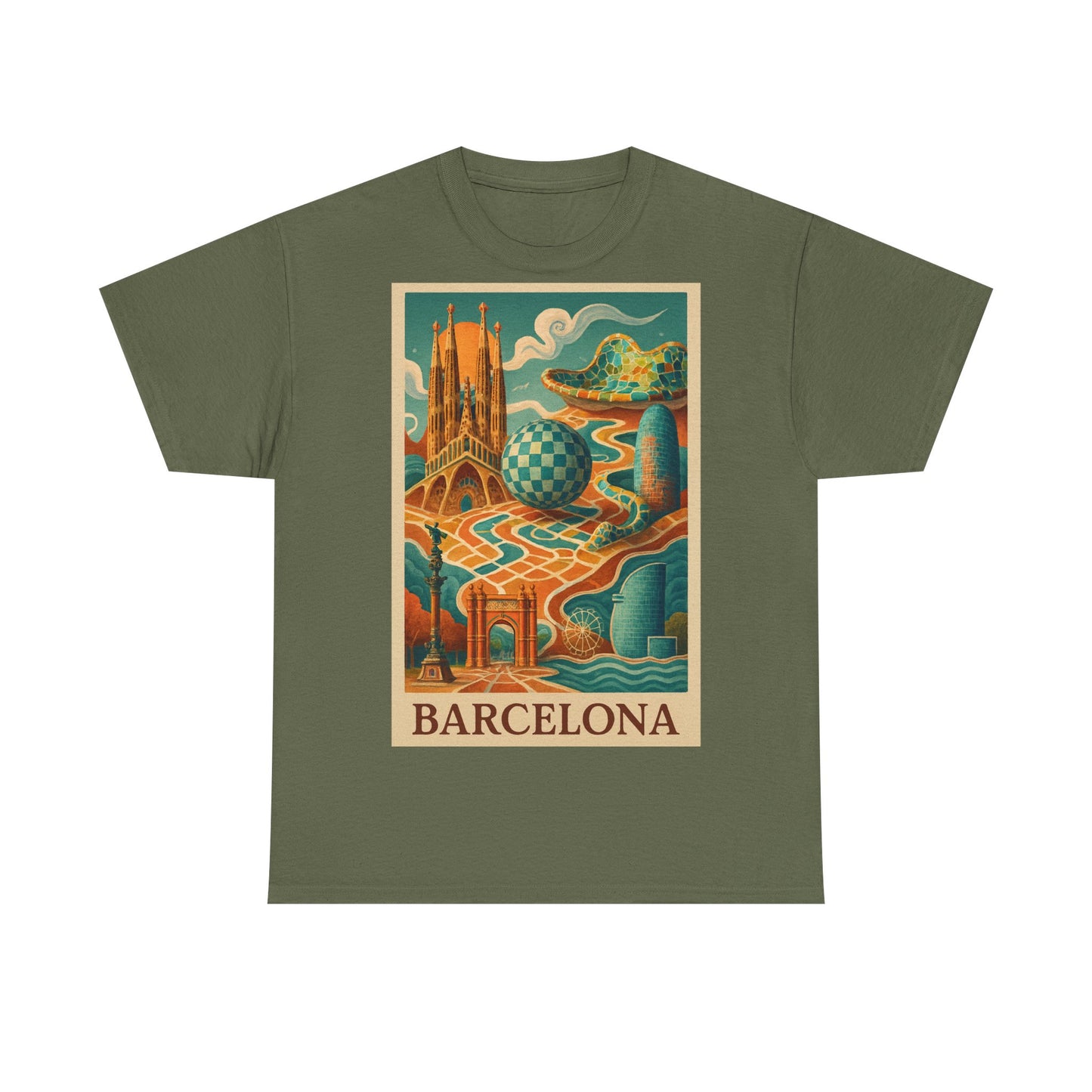Adult Unisex Vintage Surreal Barcelona Graphic Tee