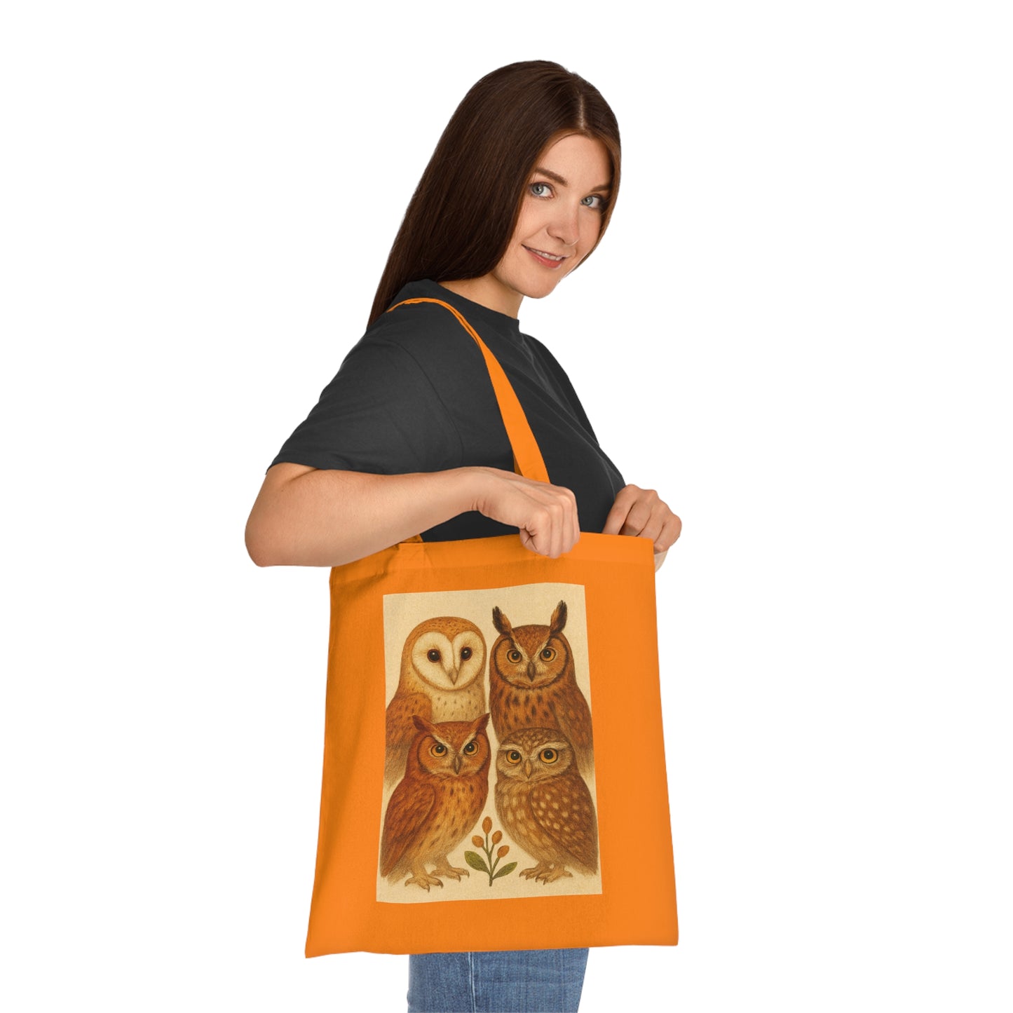 Owl Print Cotton Tote Bag