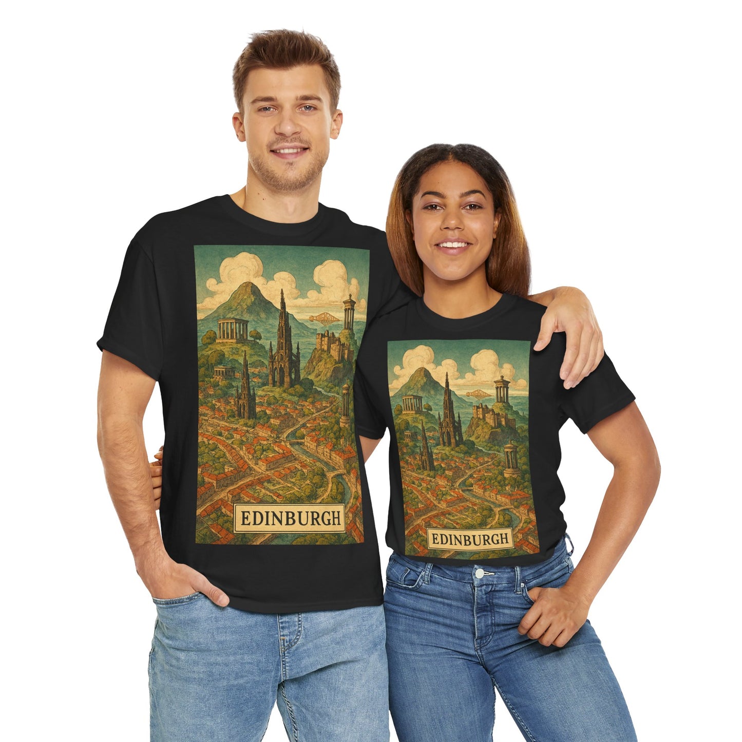 Adult Unisex Surreal Edinburgh Scenic Vintage Tee