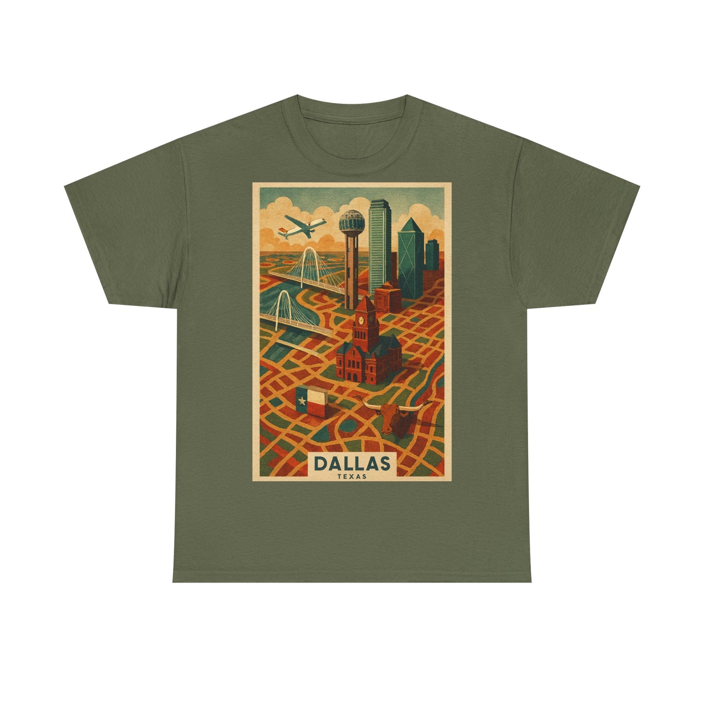 Adult Unisex Dallas Surreal Vintage Map Tee