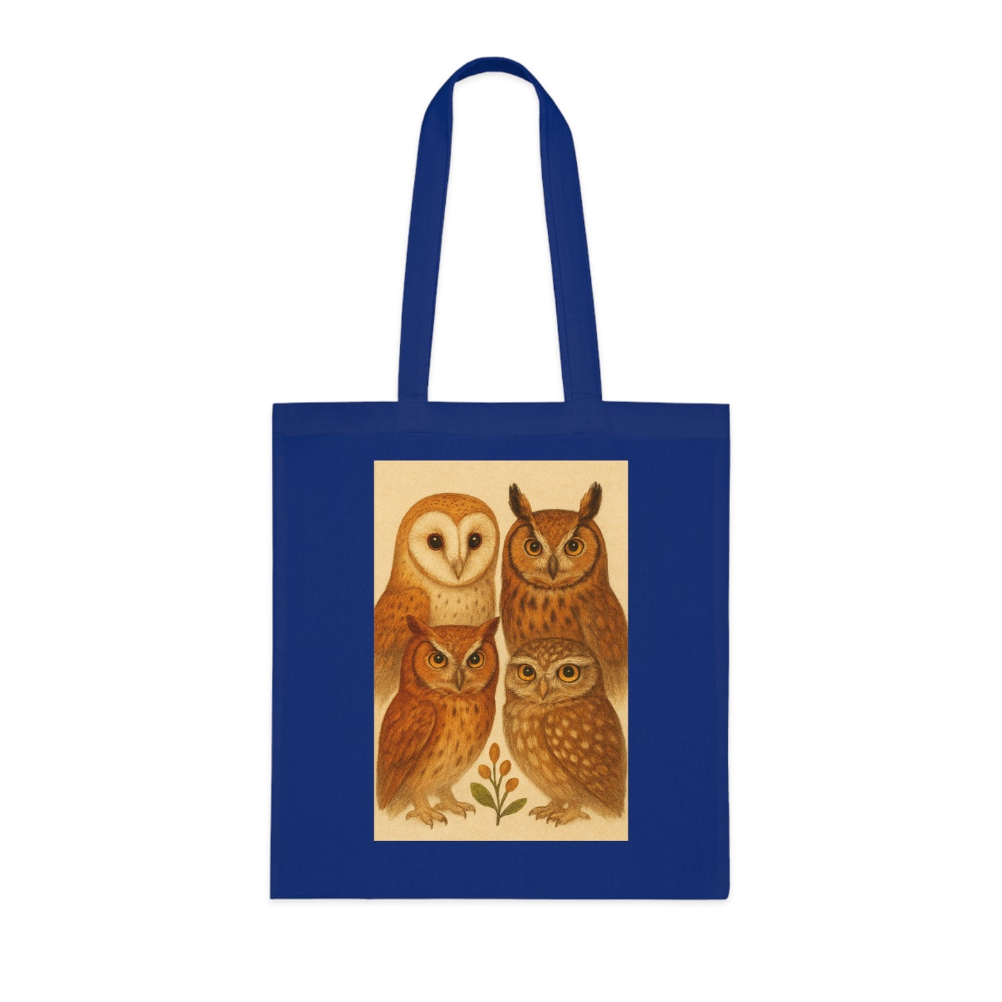 Owl Print Cotton Tote Bag