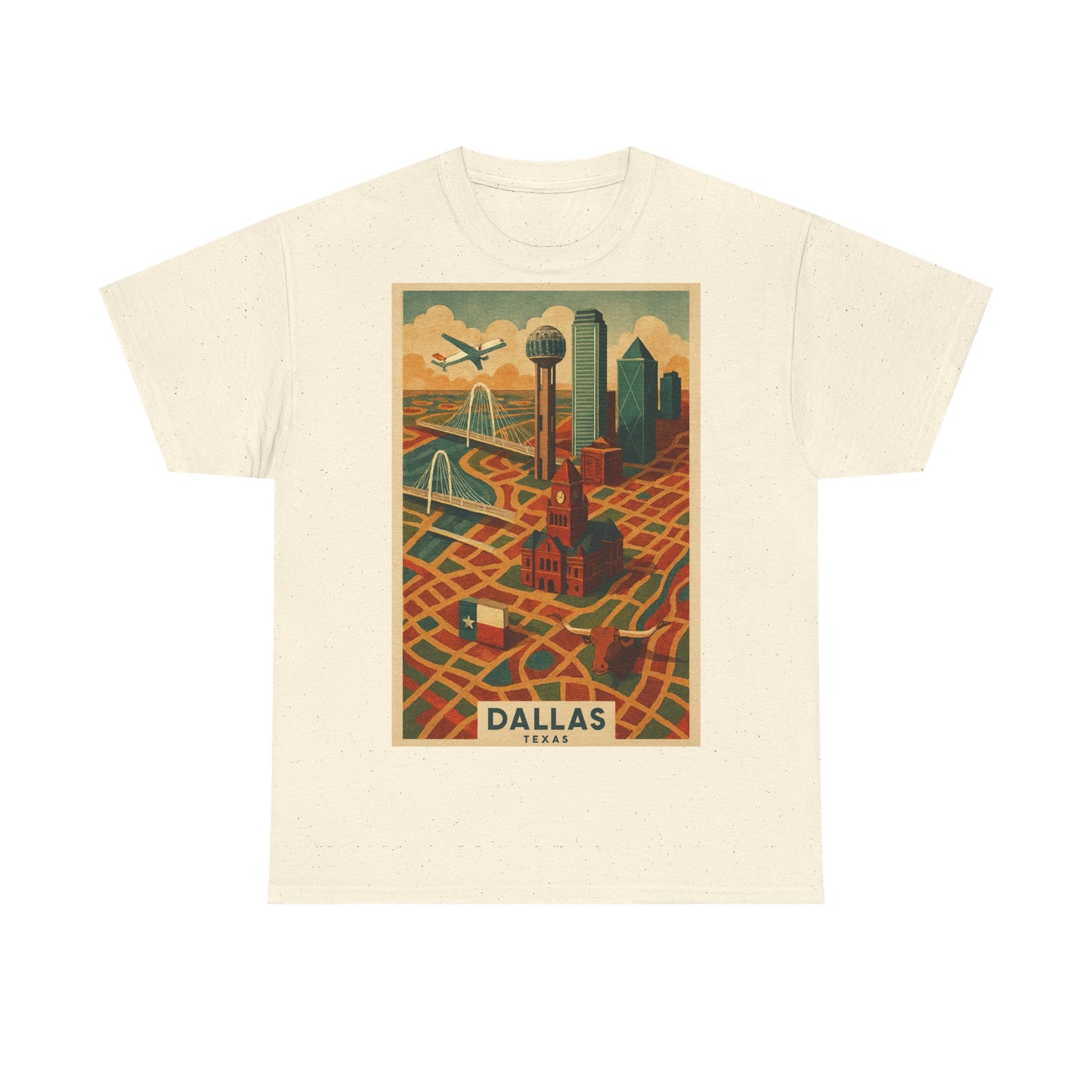 Adult Unisex Dallas Surreal Vintage Map Tee