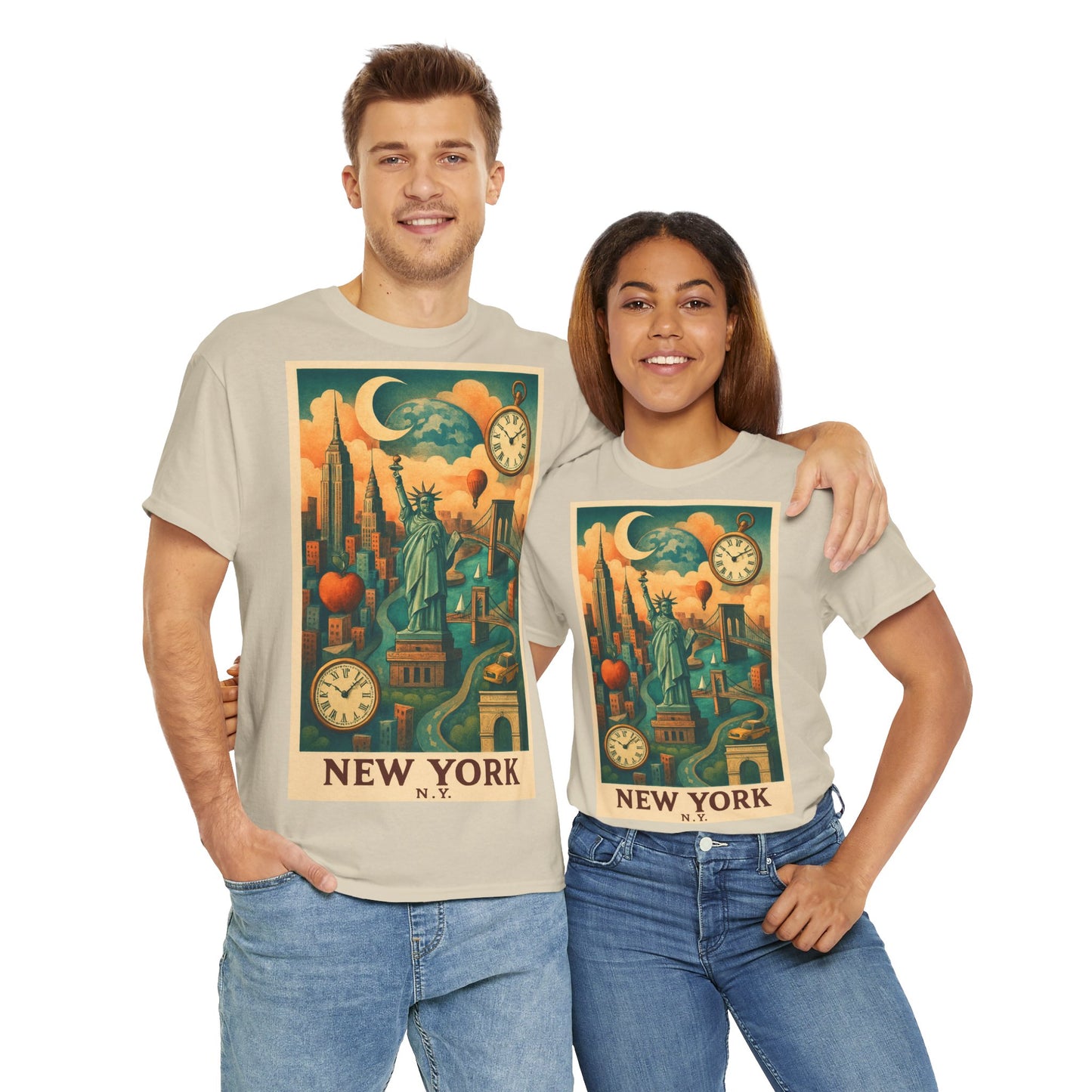 Adult Unisex Surreal Vintage New York Skyline Tee