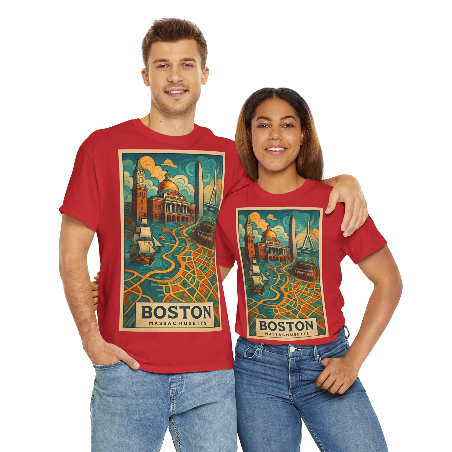 Adult Unisex Boston Surreal Travel Art Tee