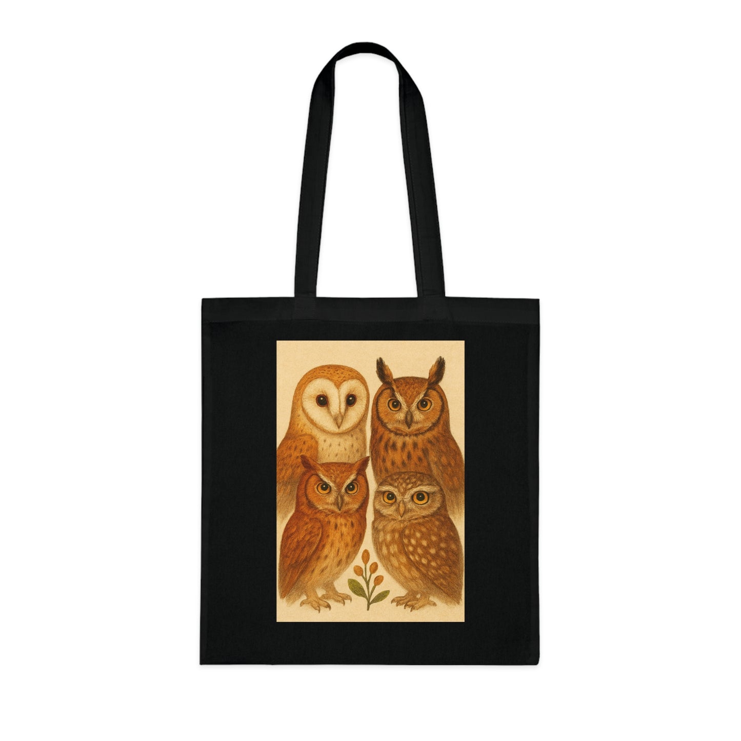 Owl Print Cotton Tote Bag