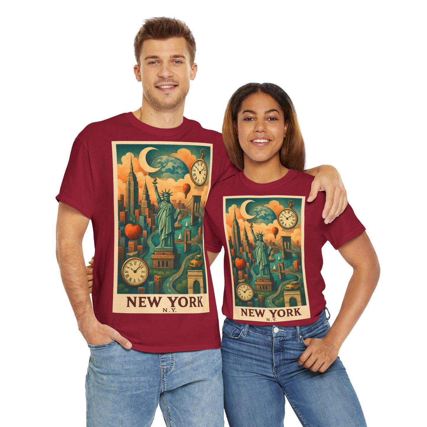 Adult Unisex Surreal Vintage New York Skyline Tee