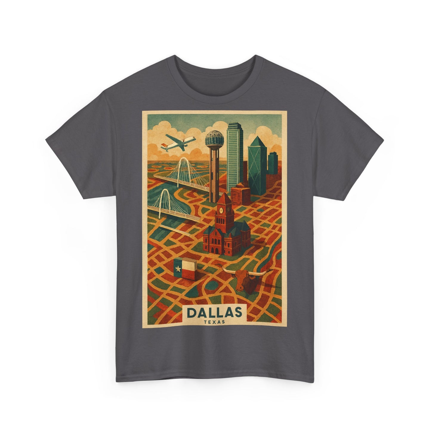 Adult Unisex Dallas Surreal Vintage Map Tee
