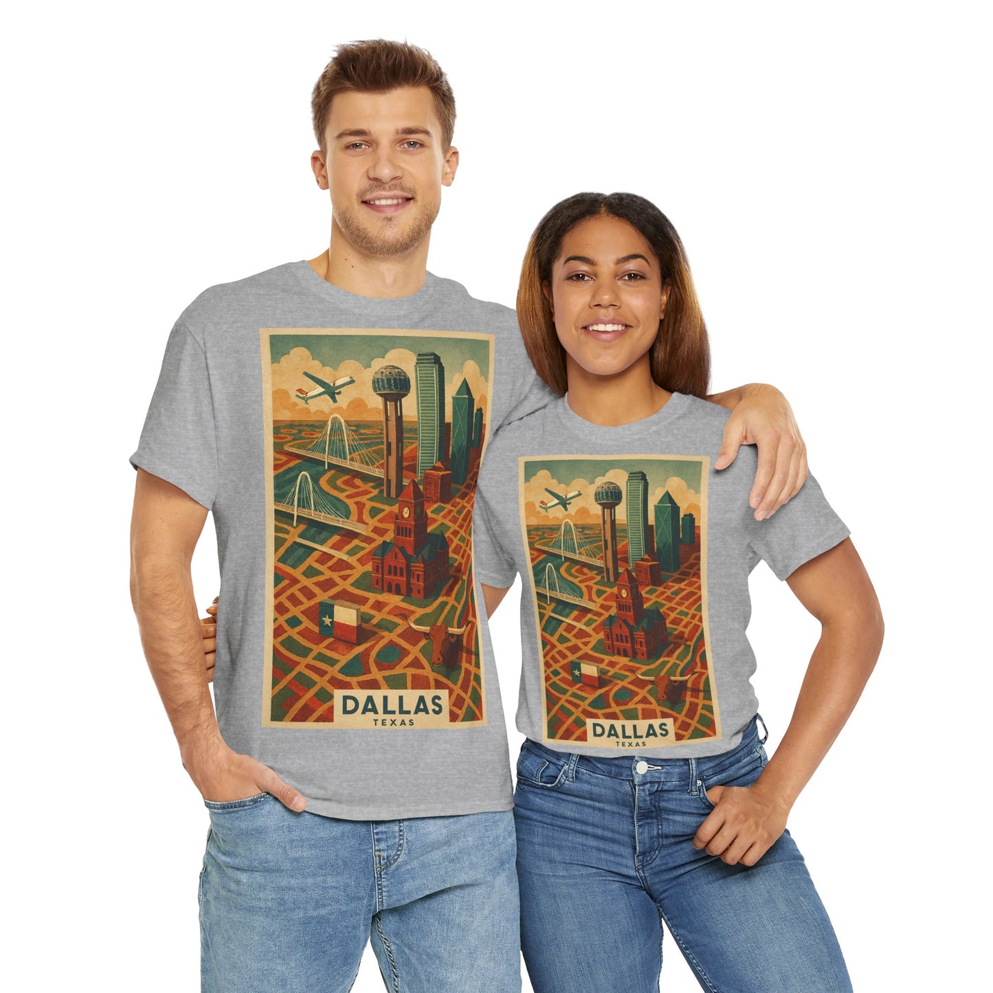 Adult Unisex Dallas Surreal Vintage Map Tee