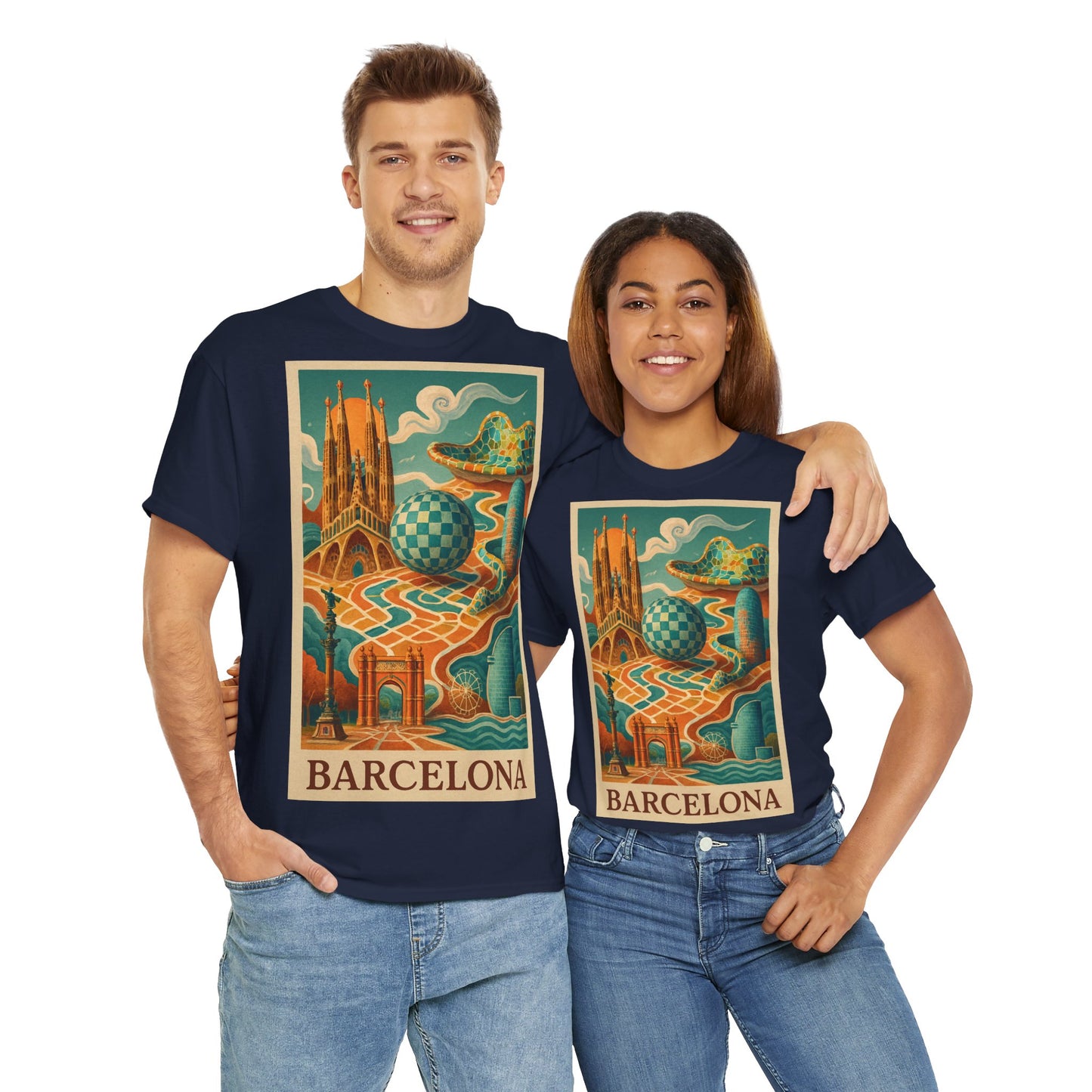 Adult Unisex Vintage Surreal Barcelona Graphic Tee
