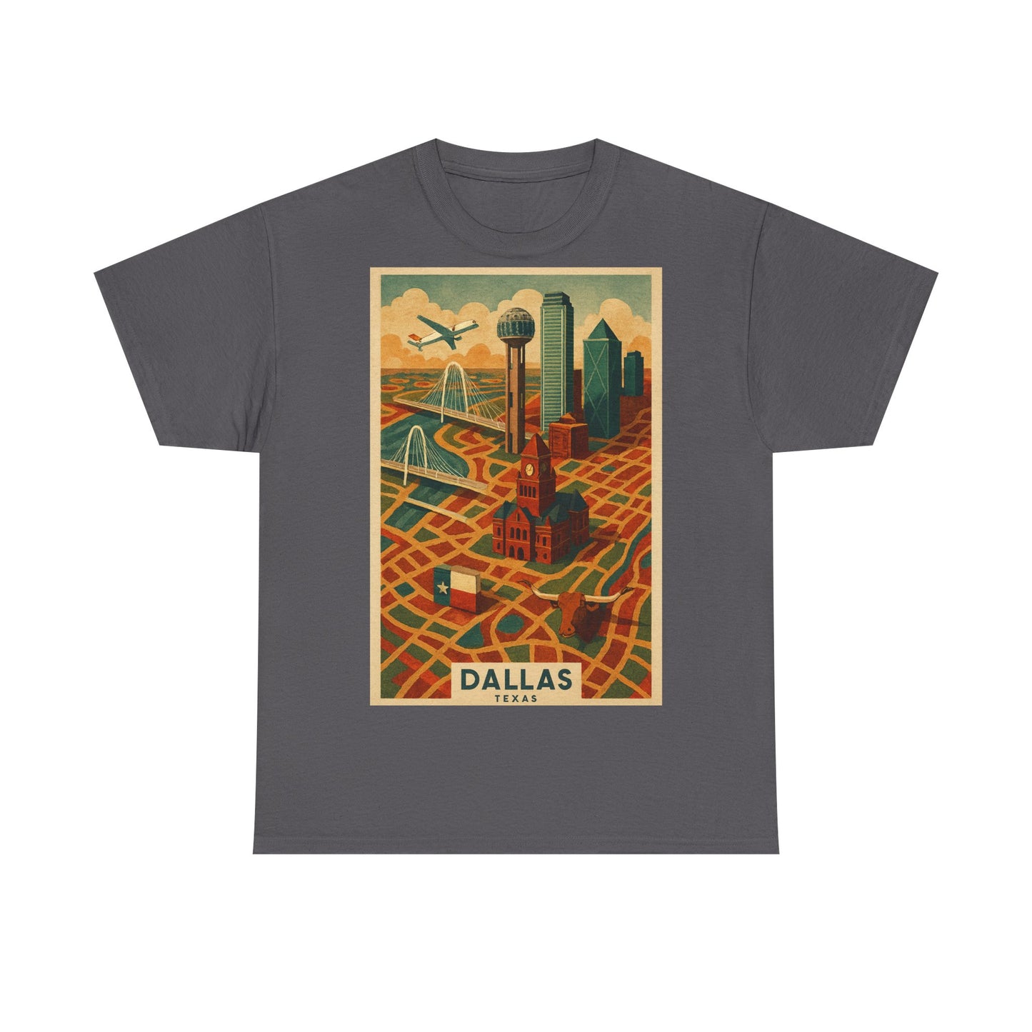Adult Unisex Dallas Surreal Vintage Map Tee