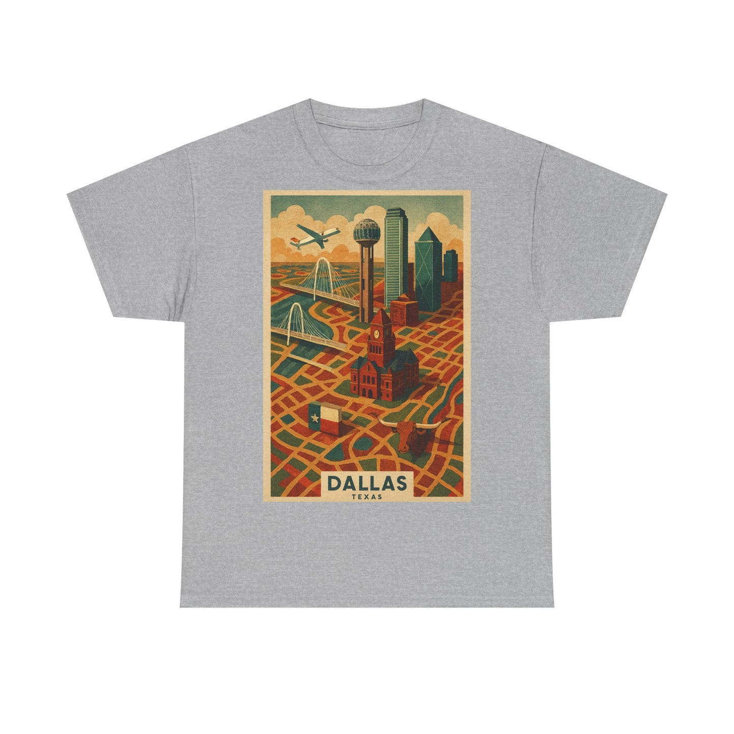 Adult Unisex Dallas Surreal Vintage Map Tee