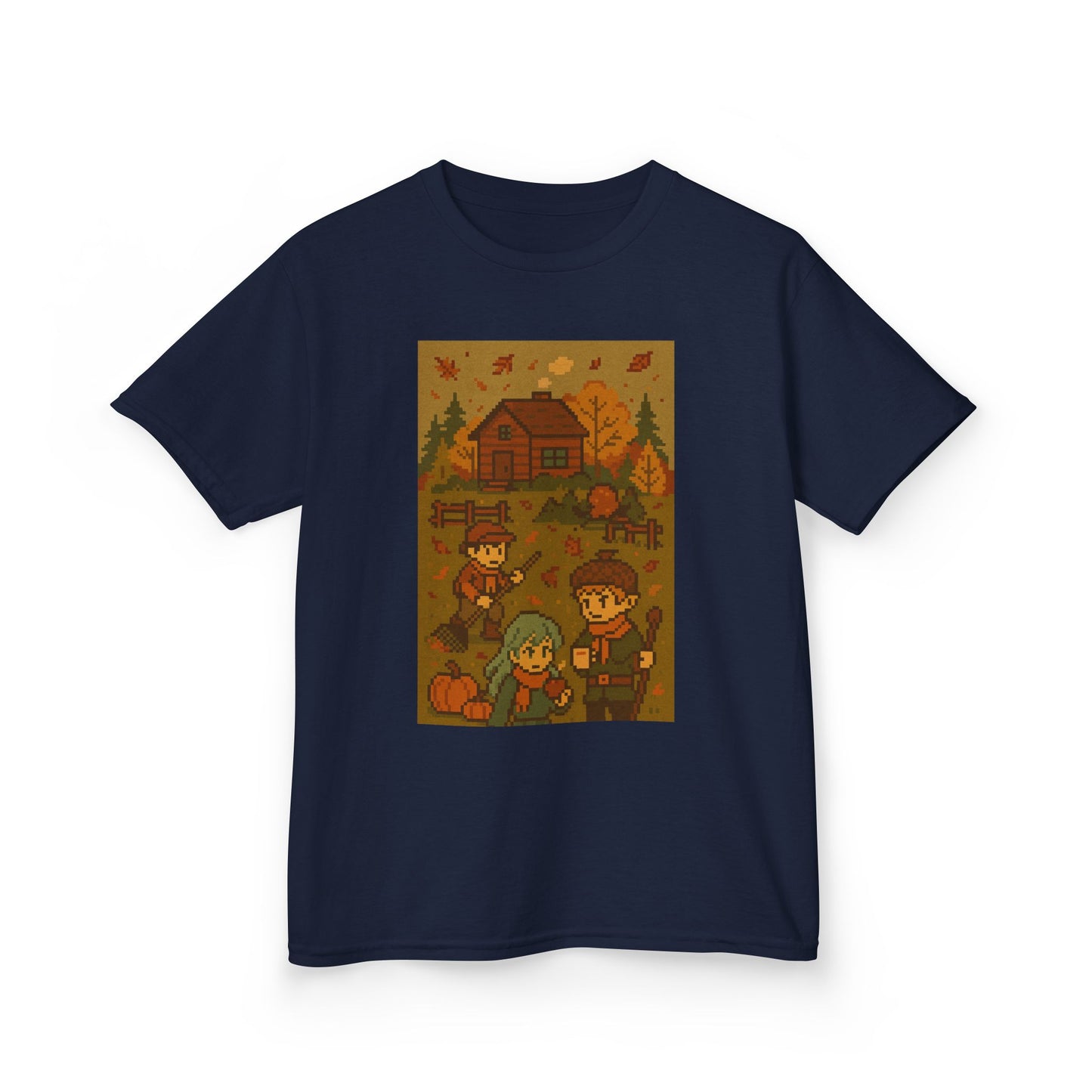 Autumn Kids Pixelated Cabin Theme Tee