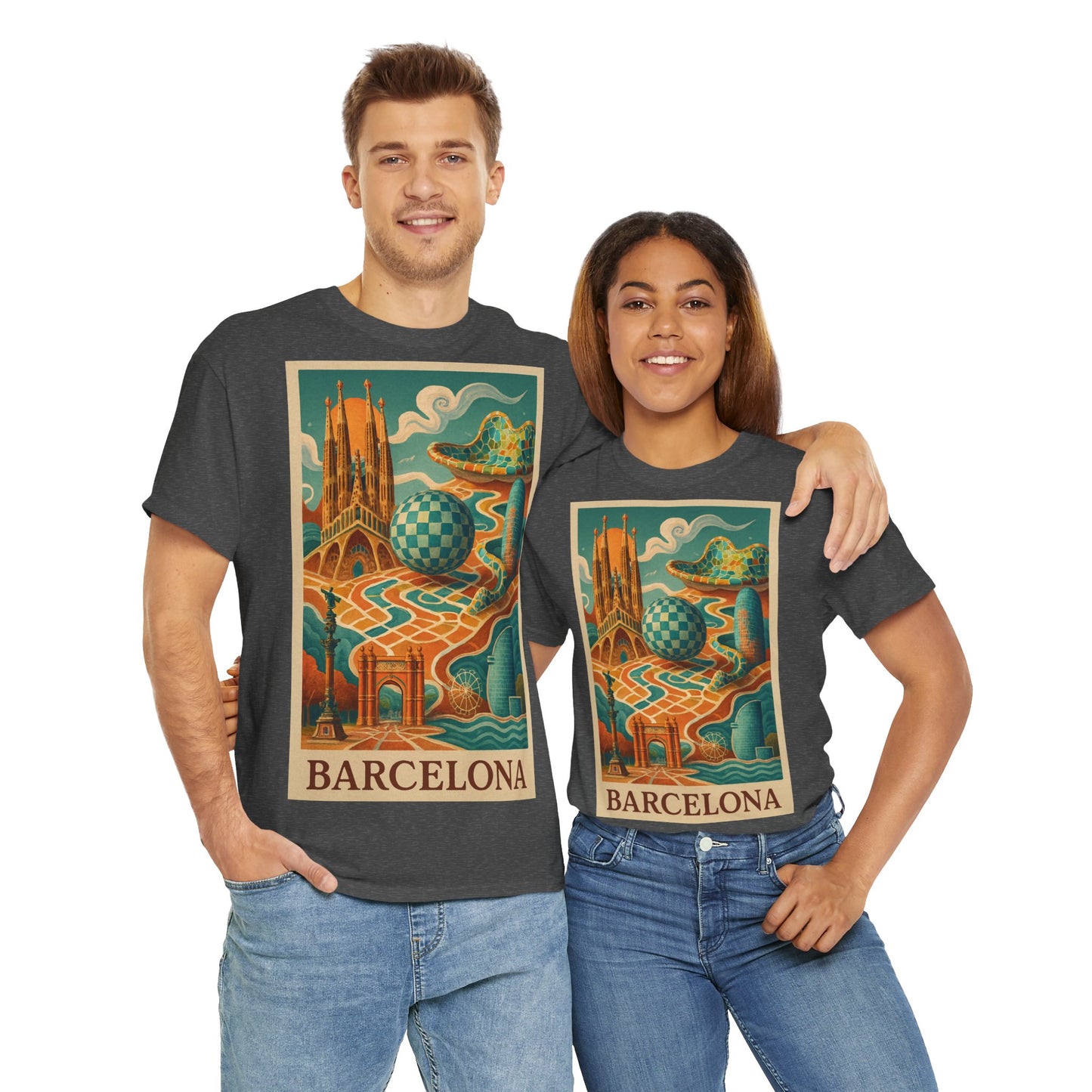 Adult Unisex Vintage Surreal Barcelona Graphic Tee