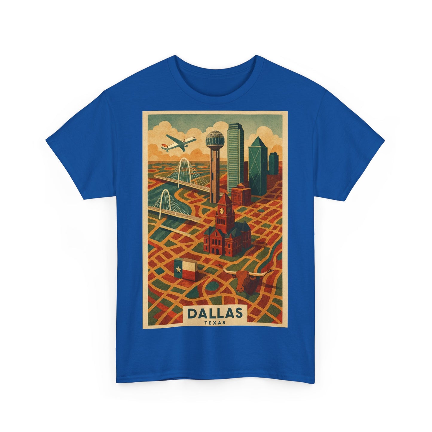Adult Unisex Dallas Surreal Vintage Map Tee