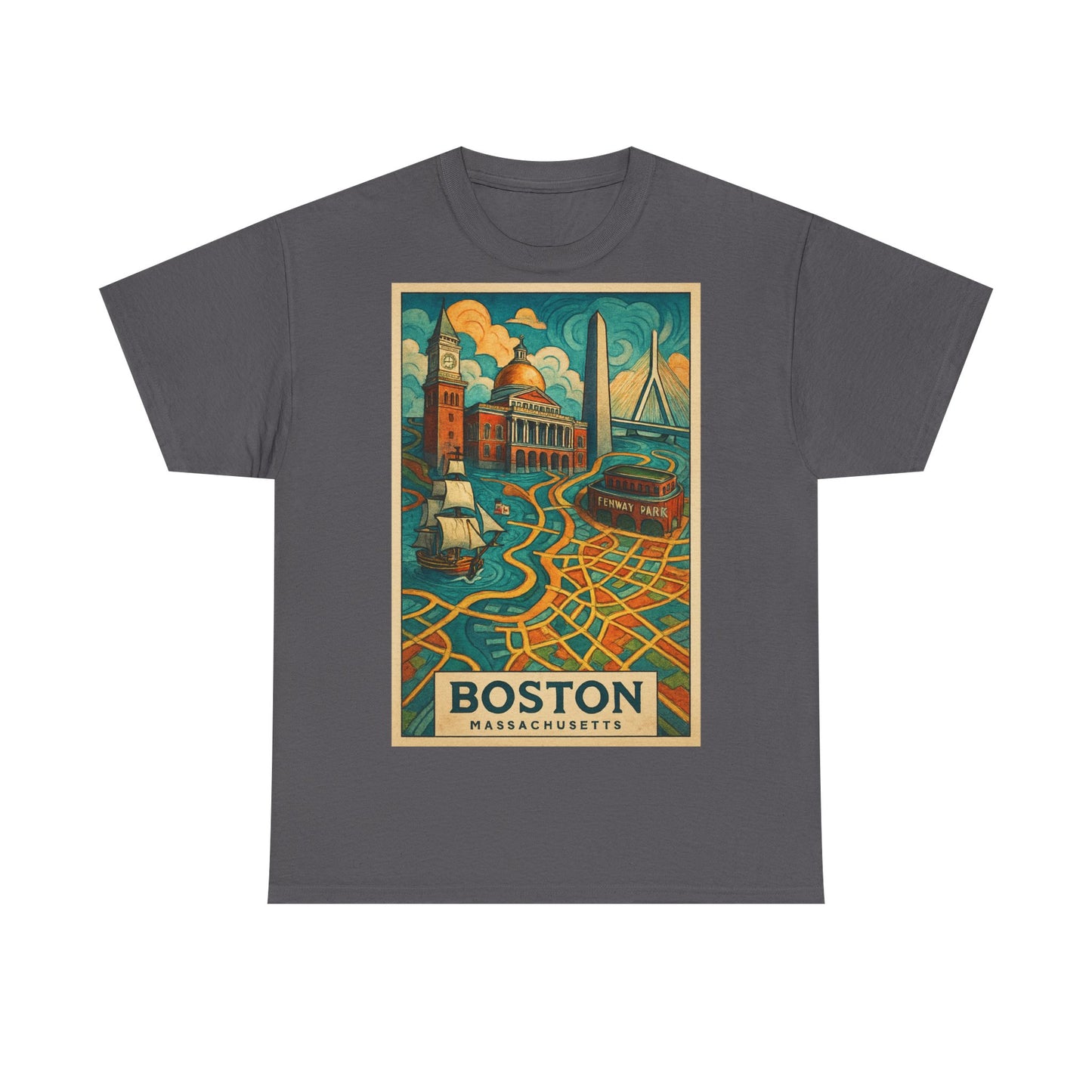Adult Unisex Boston Surreal Travel Art Tee