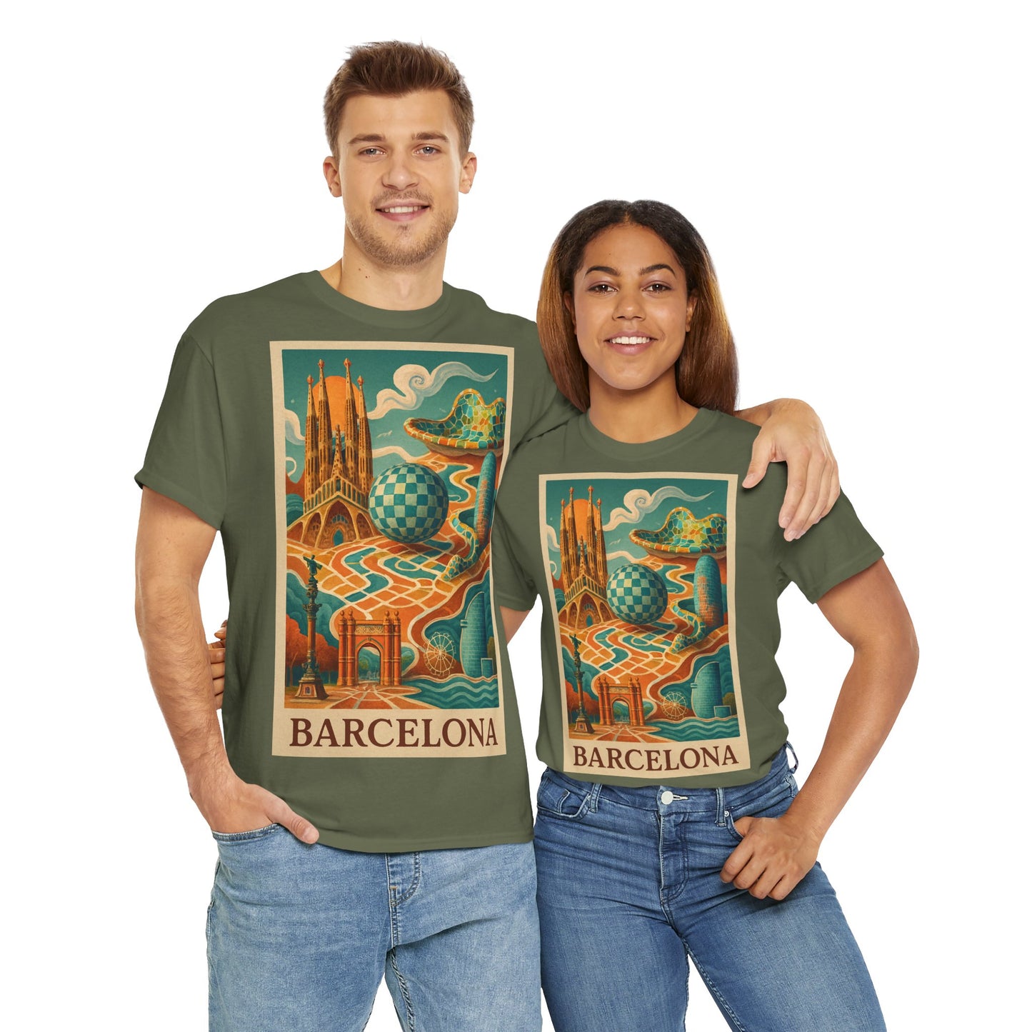 Adult Unisex Vintage Surreal Barcelona Graphic Tee
