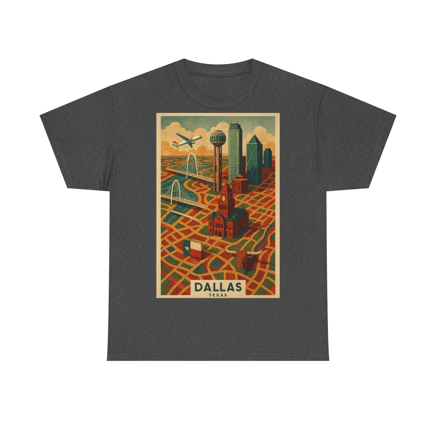 Adult Unisex Dallas Surreal Vintage Map Tee