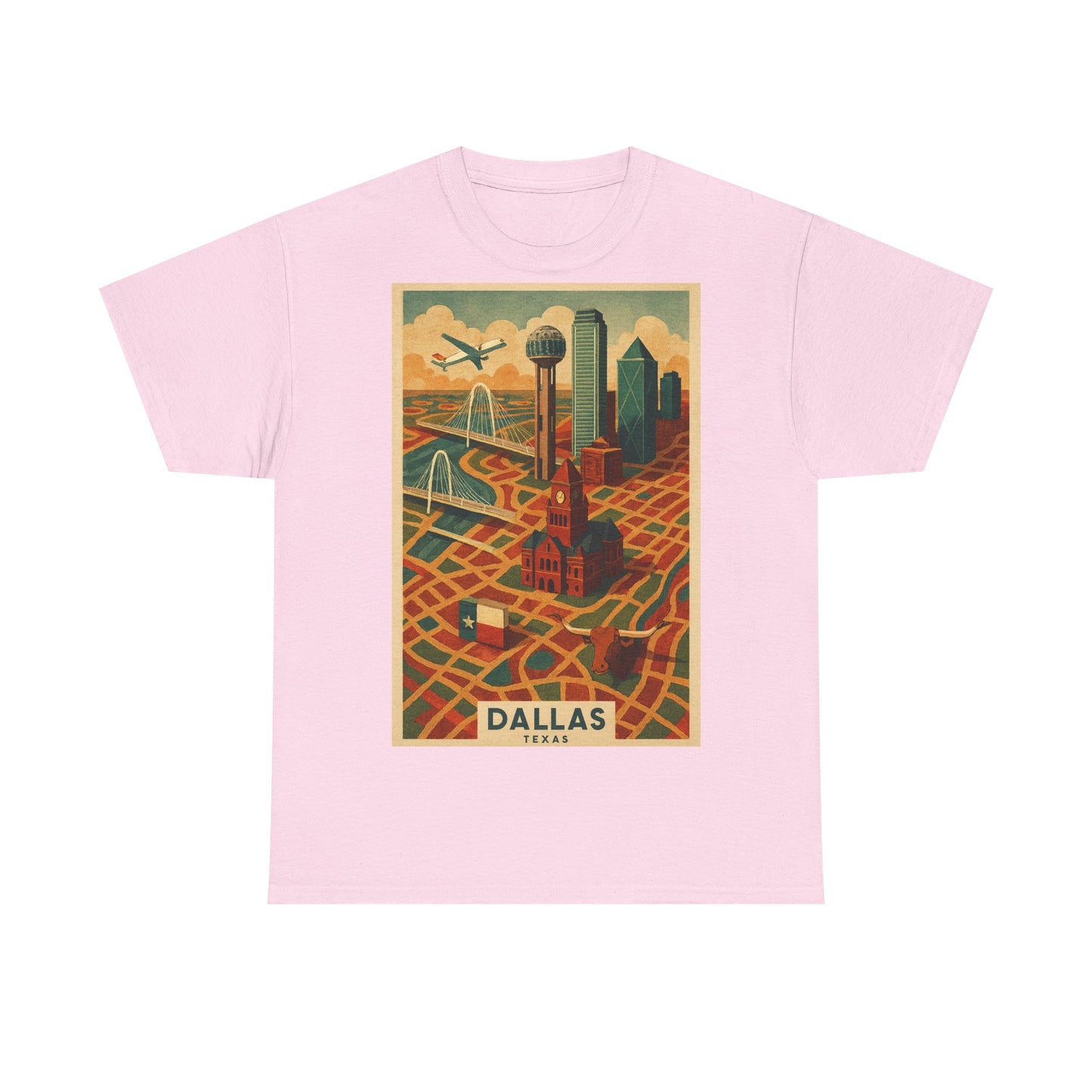 Adult Unisex Dallas Surreal Vintage Map Tee