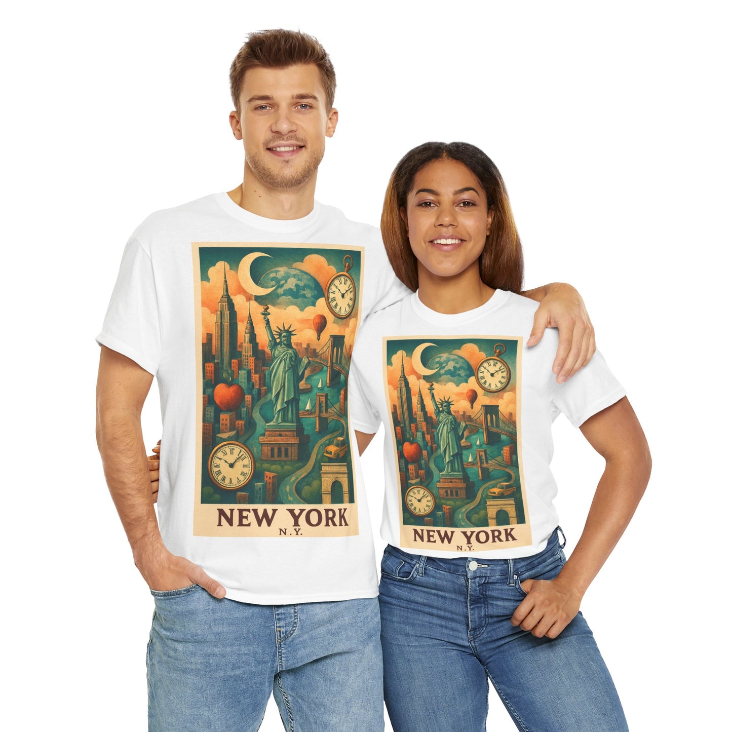 Adult Unisex Surreal Vintage New York Skyline Tee