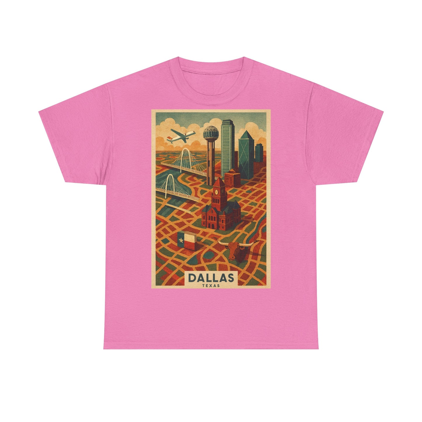 Adult Unisex Dallas Surreal Vintage Map Tee