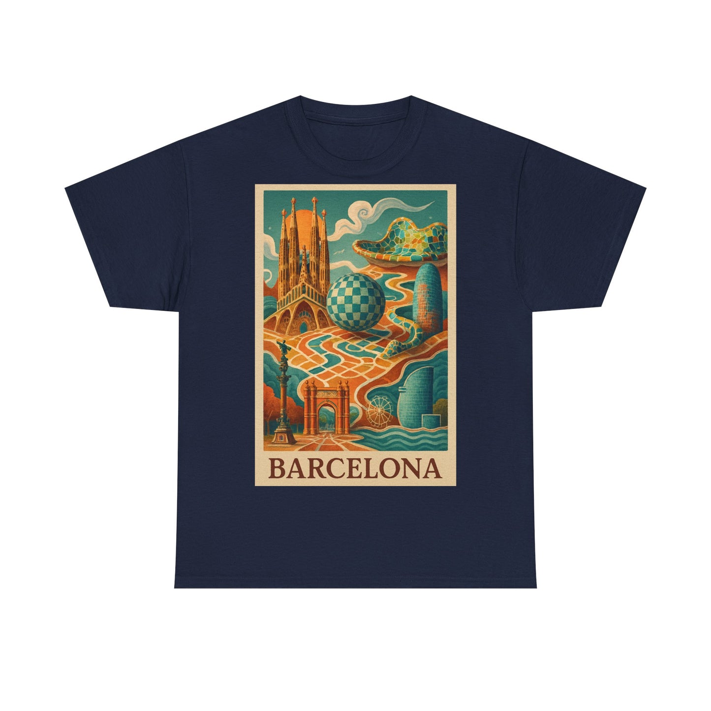 Adult Unisex Vintage Surreal Barcelona Graphic Tee