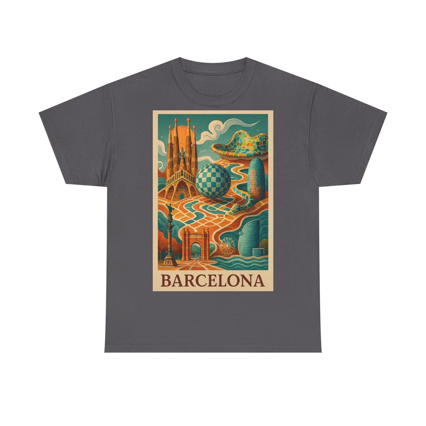 Adult Unisex Vintage Surreal Barcelona Graphic Tee