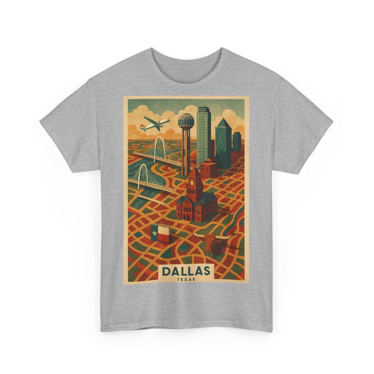 Adult Unisex Dallas Surreal Vintage Map Tee