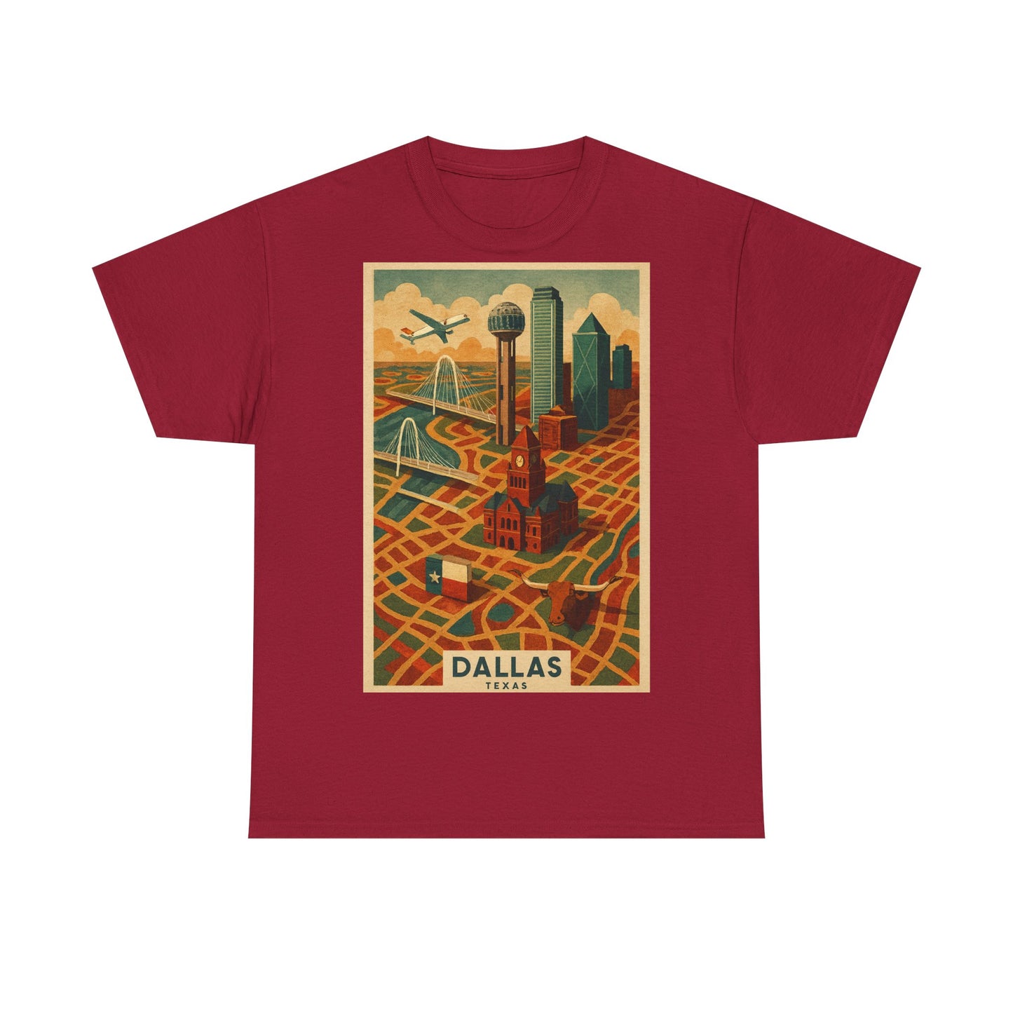 Adult Unisex Dallas Surreal Vintage Map Tee