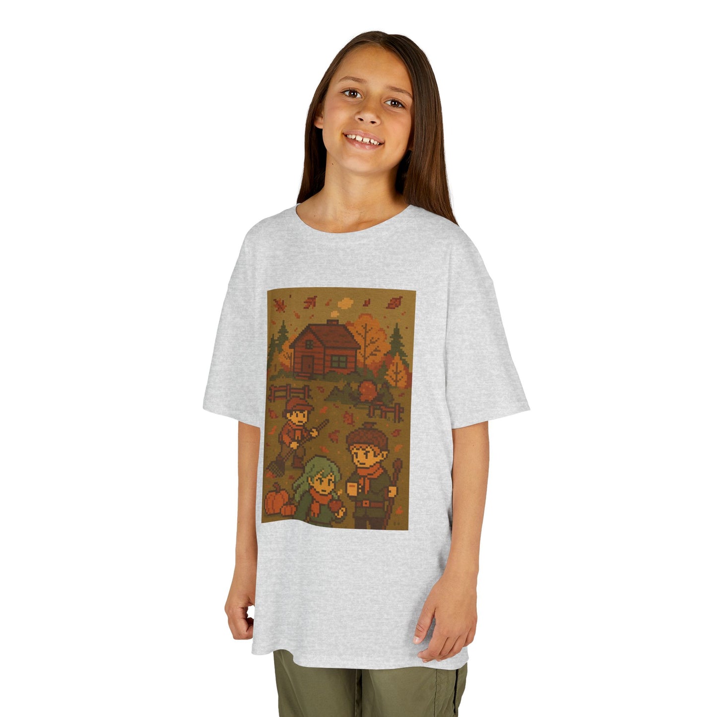 Autumn Kids Pixelated Cabin Theme Tee