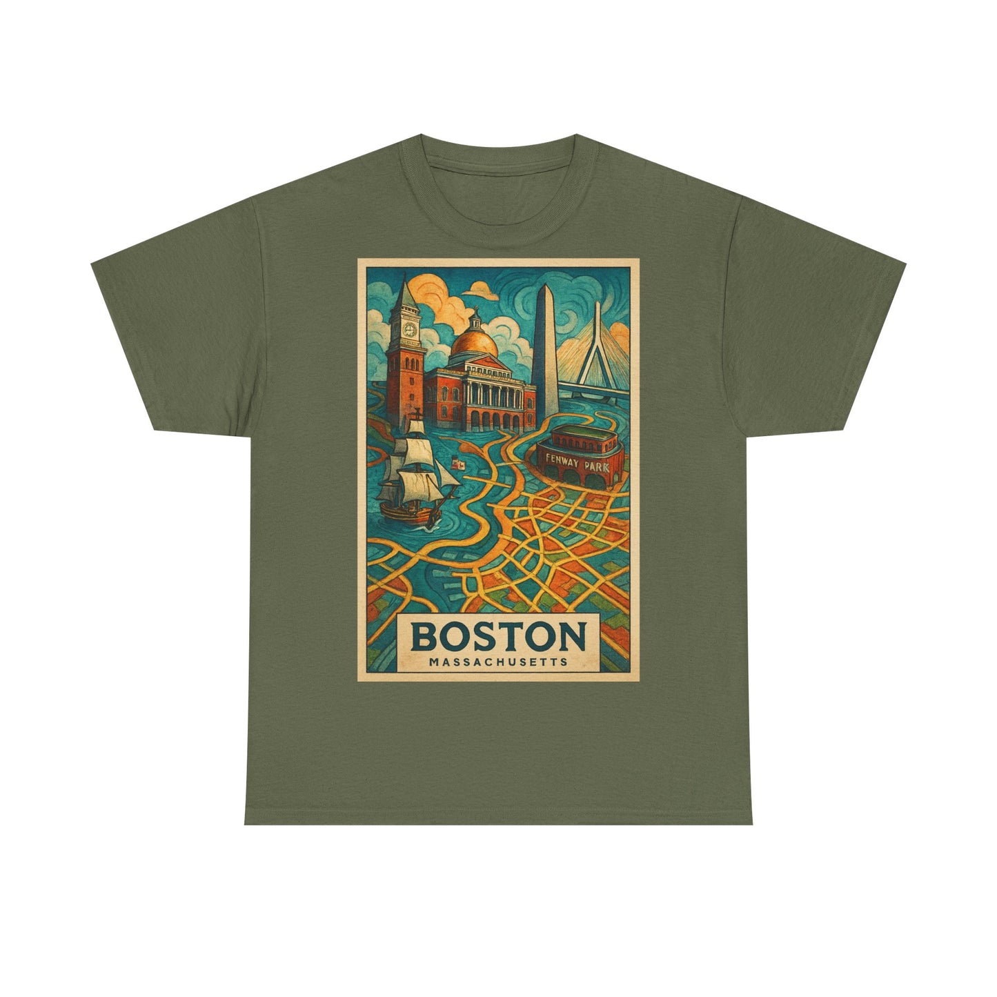 Adult Unisex Boston Surreal Travel Art Tee
