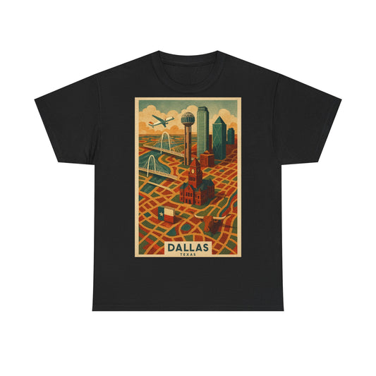 Adult Unisex Dallas Surreal Vintage Map Tee