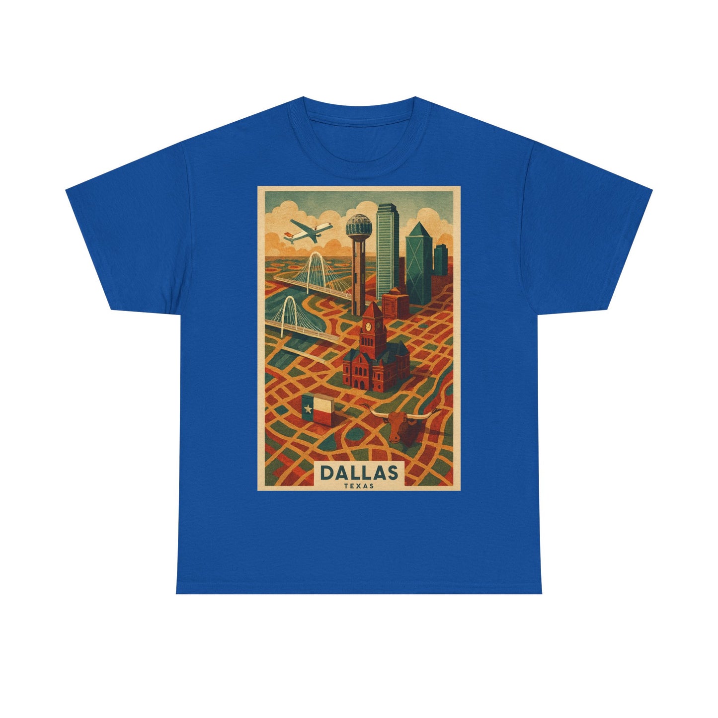 Adult Unisex Dallas Surreal Vintage Map Tee