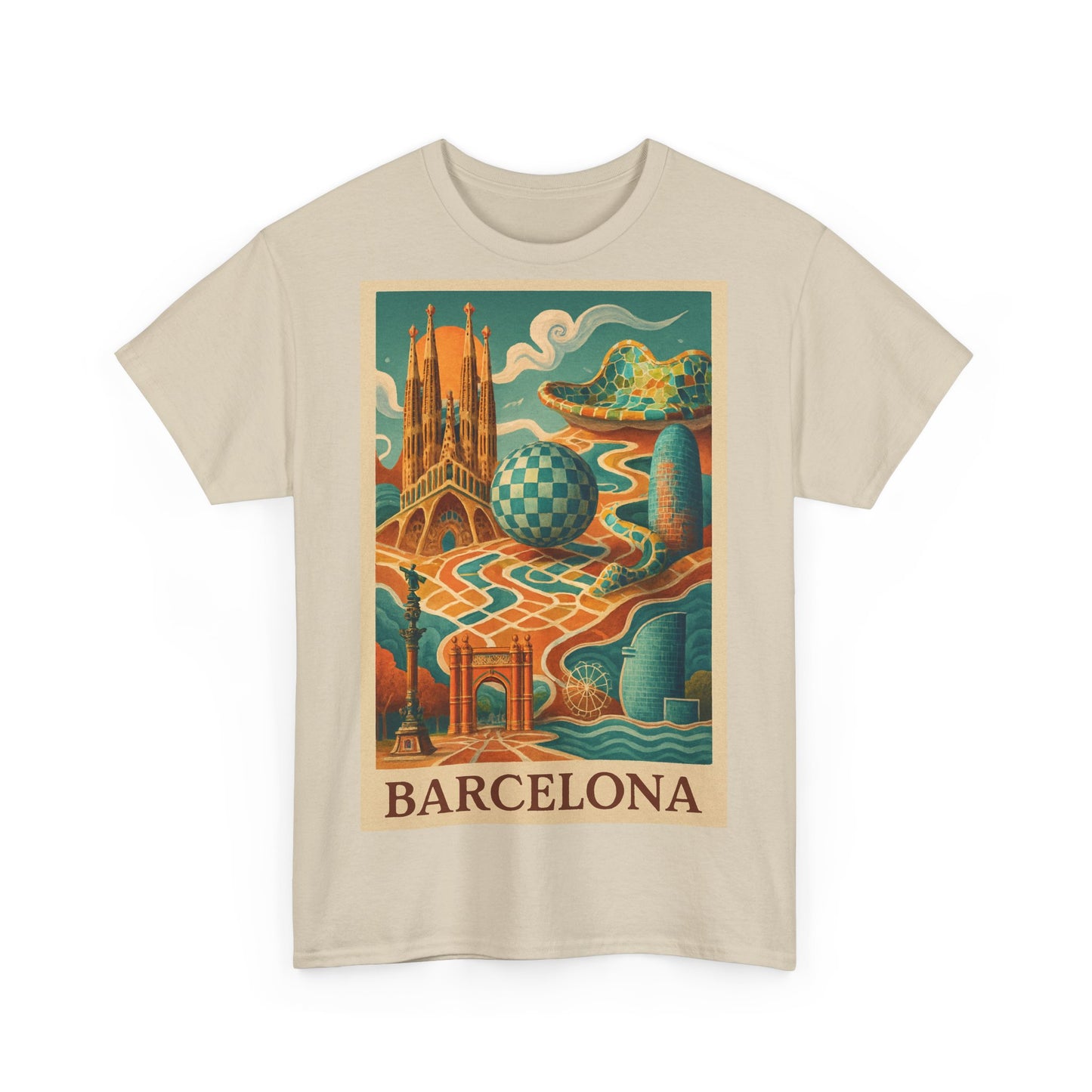 Adult Unisex Vintage Surreal Barcelona Graphic Tee