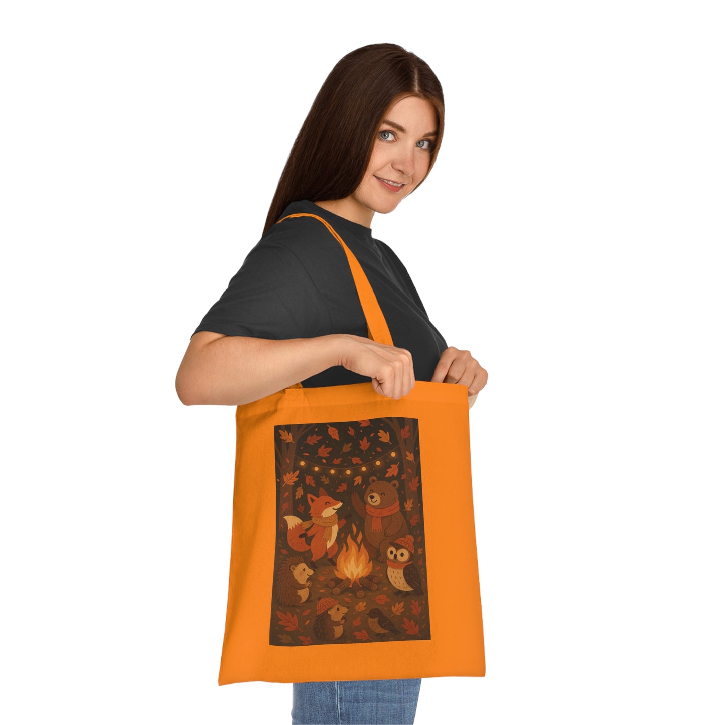 Cozy Campfire Woodland Animals Cotton Tote Bag