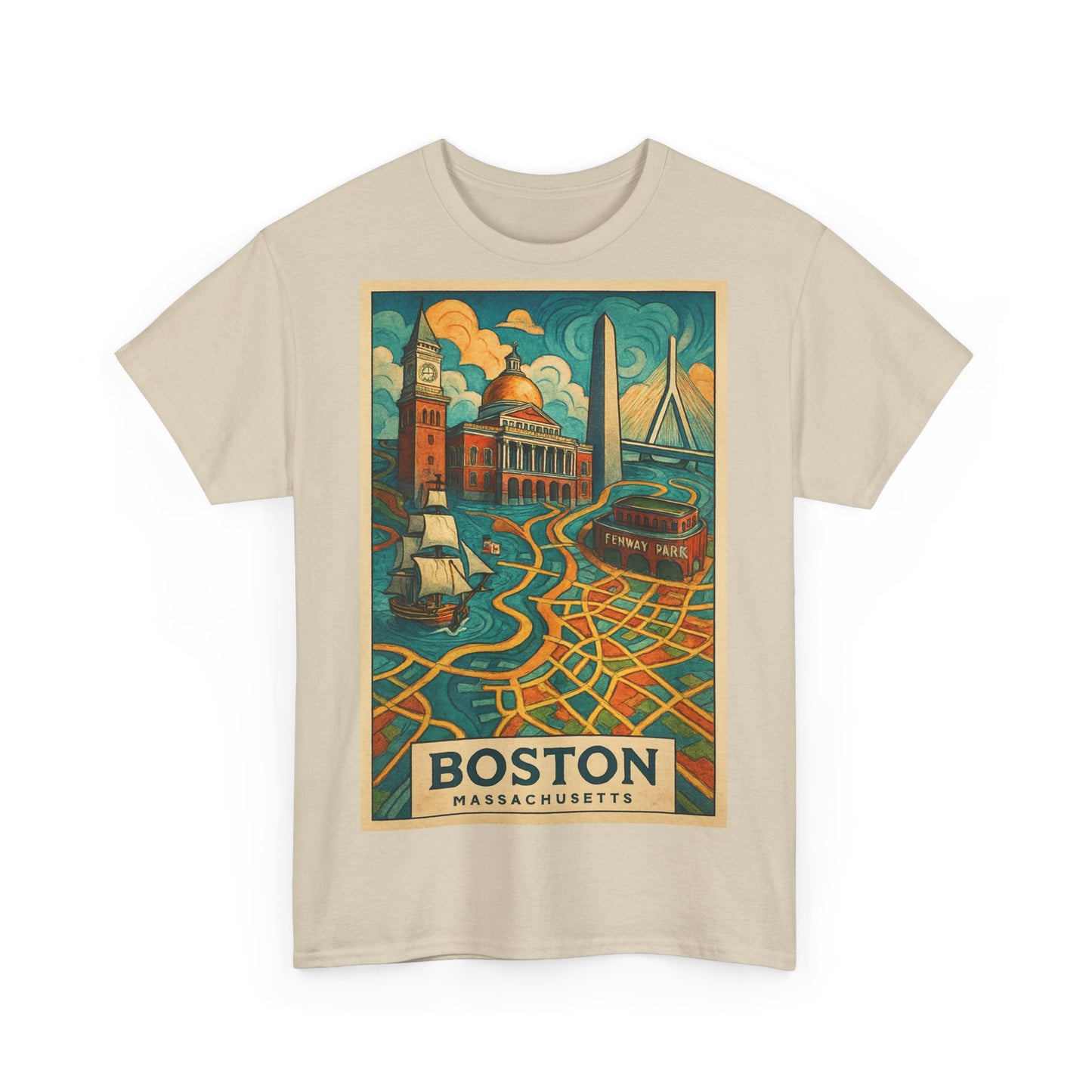 Adult Unisex Boston Surreal Travel Art Tee