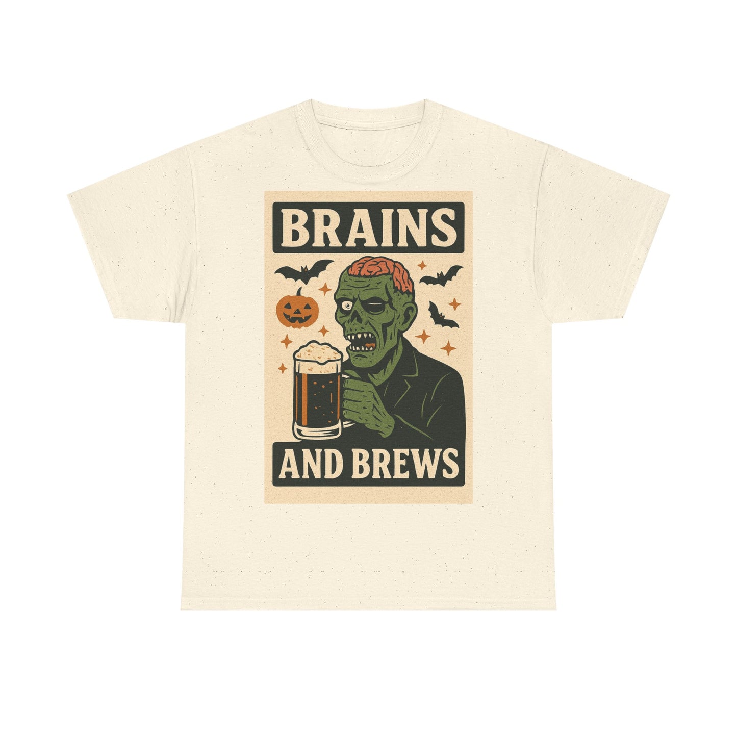 Zombie Brains and Brews Halloween Adult Unisex Tee