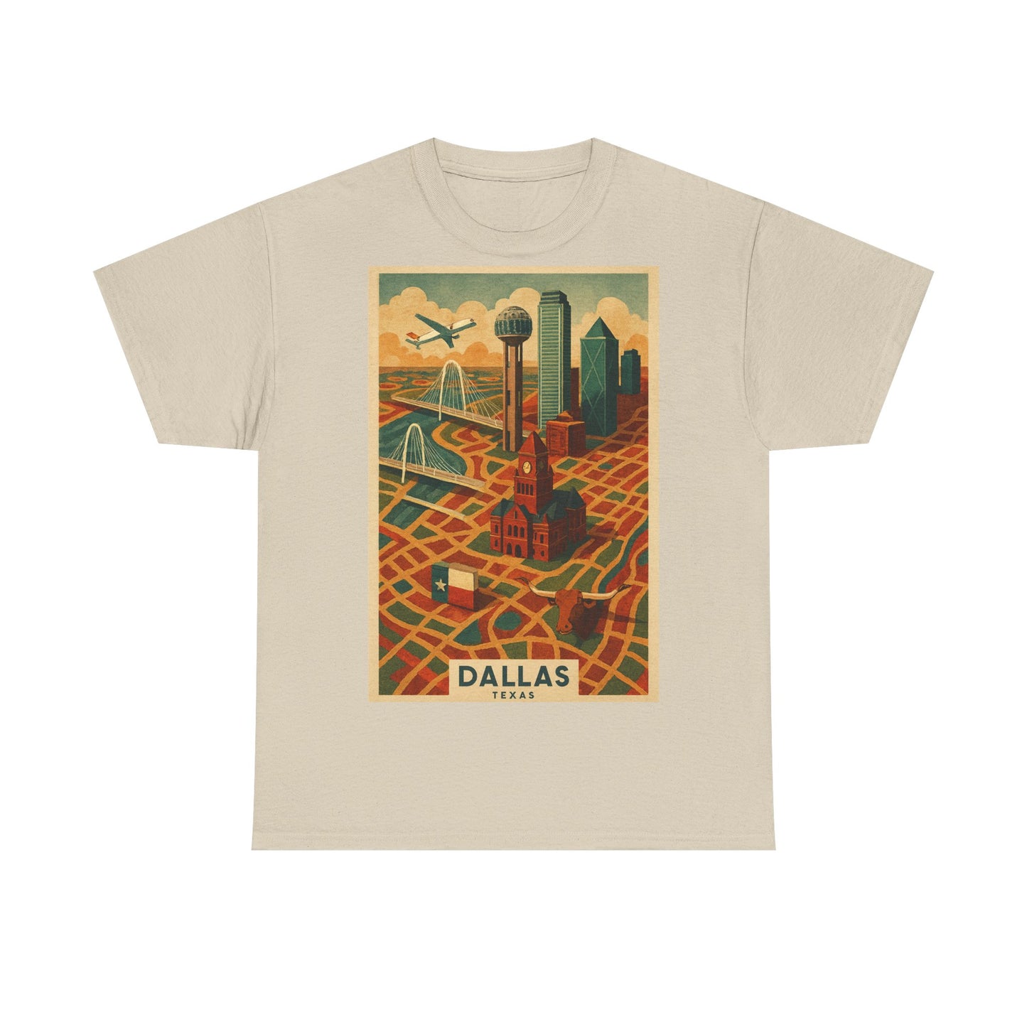Adult Unisex Dallas Surreal Vintage Map Tee