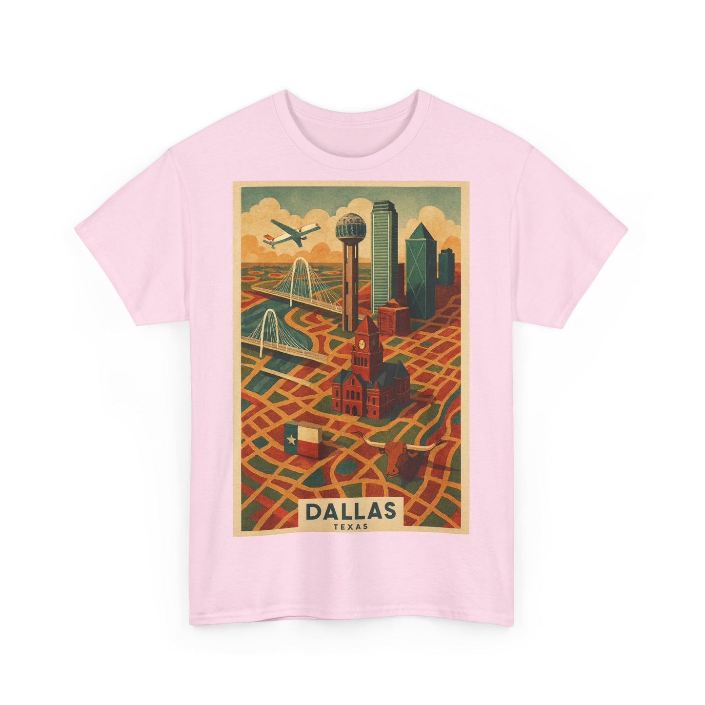 Adult Unisex Dallas Surreal Vintage Map Tee