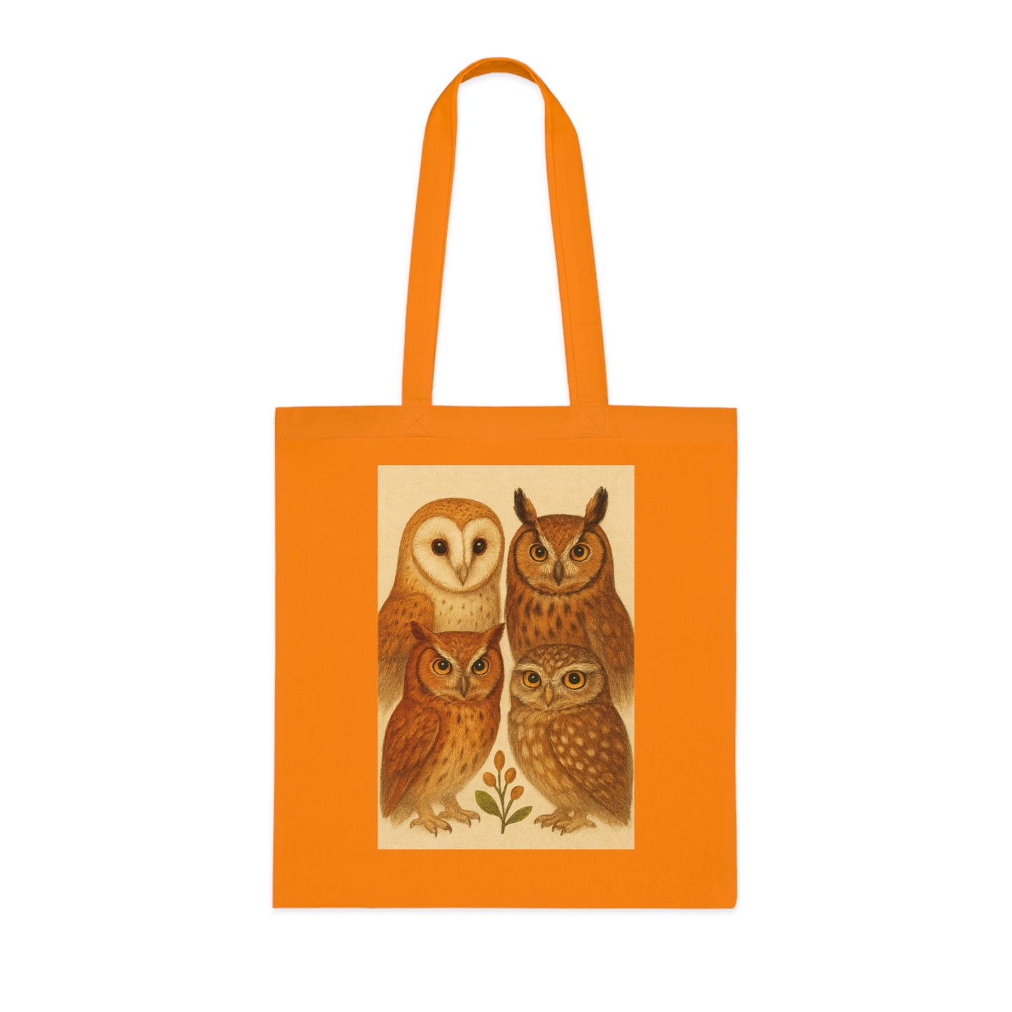 Owl Print Cotton Tote Bag