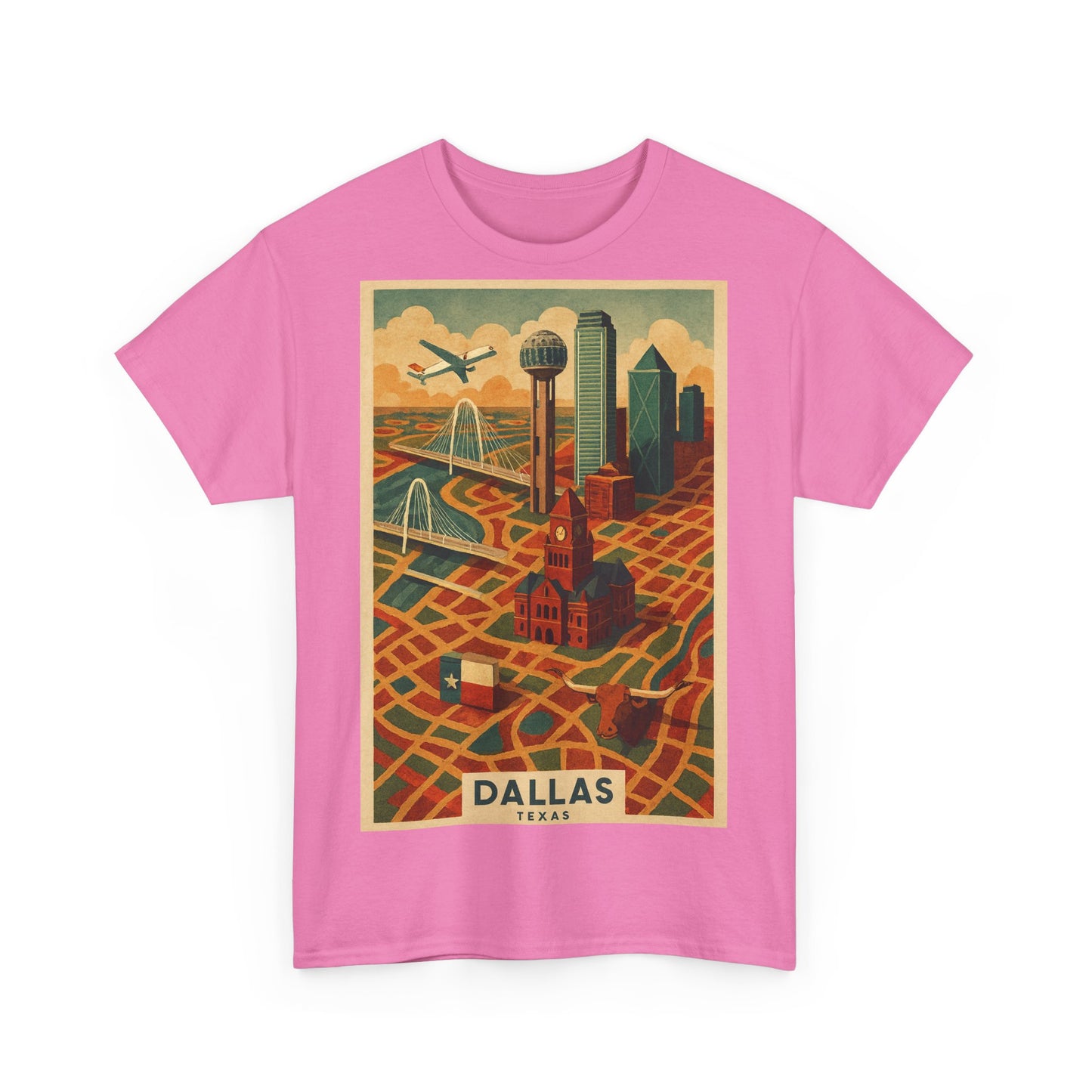 Adult Unisex Dallas Surreal Vintage Map Tee