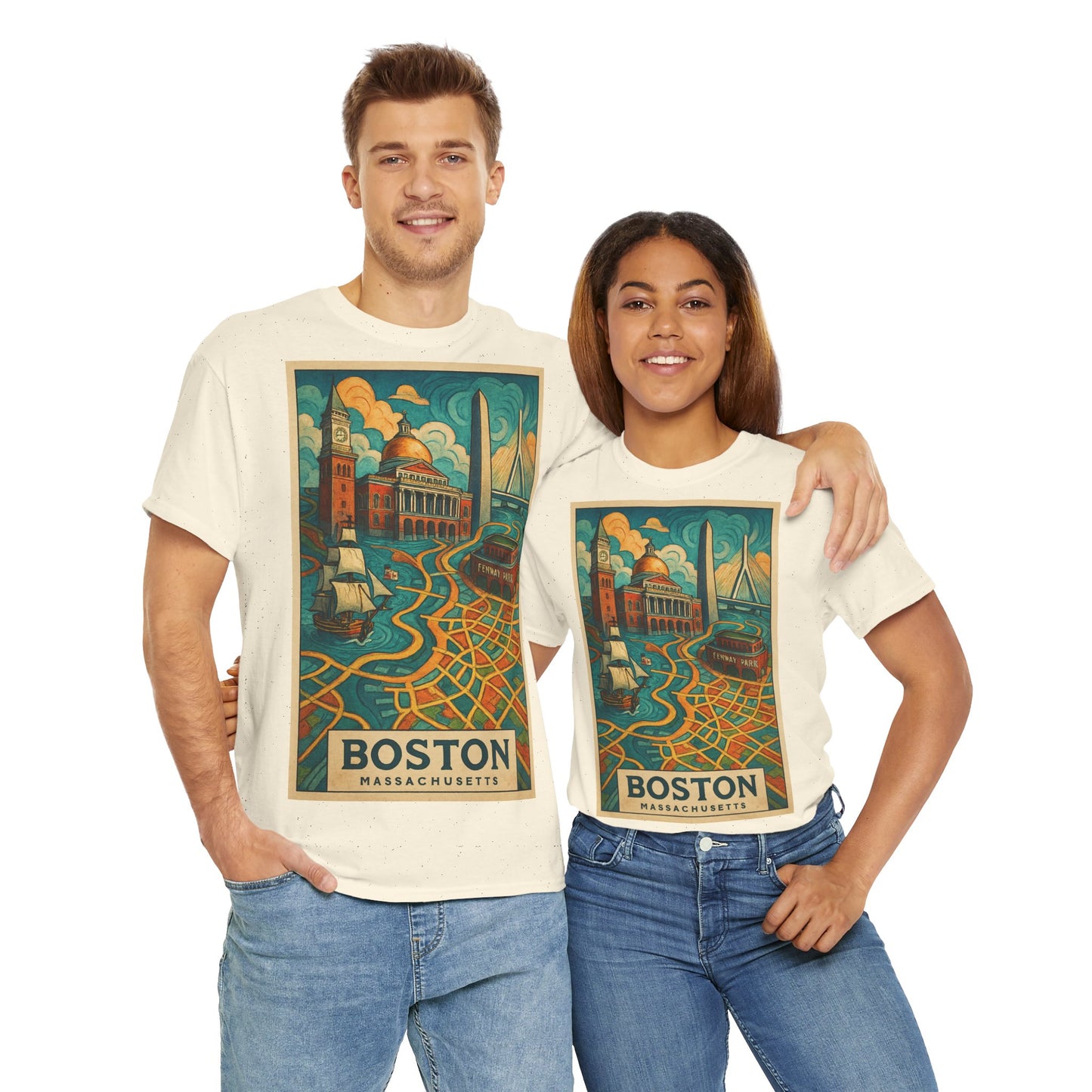 Adult Unisex Boston Surreal Travel Art Tee