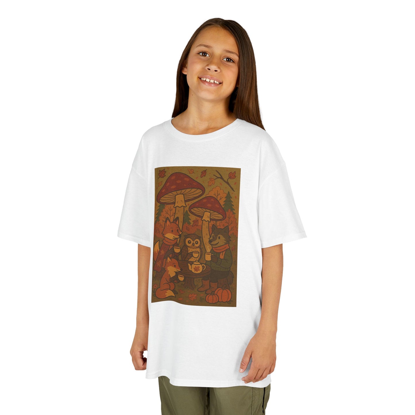 Autumn Whimsical Mushroom Tea Party Kids Tee