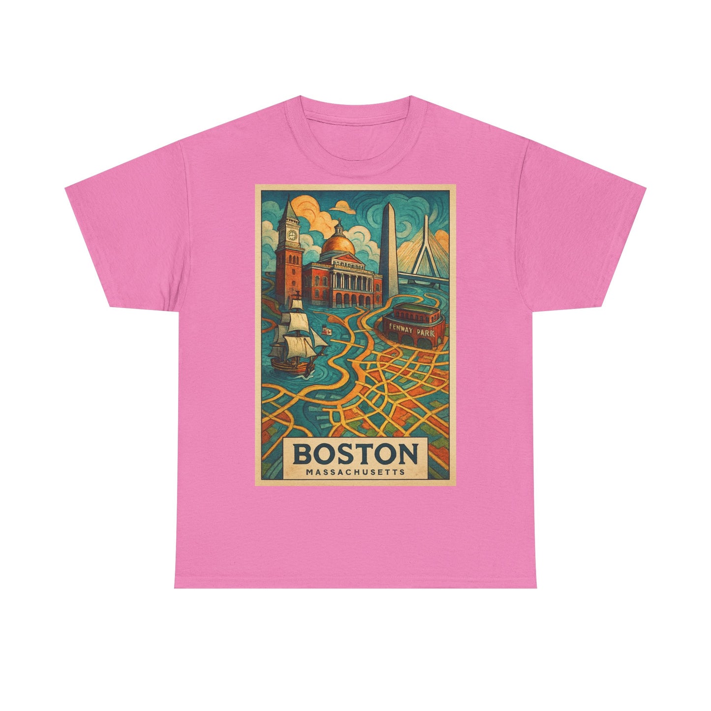 Adult Unisex Boston Surreal Travel Art Tee