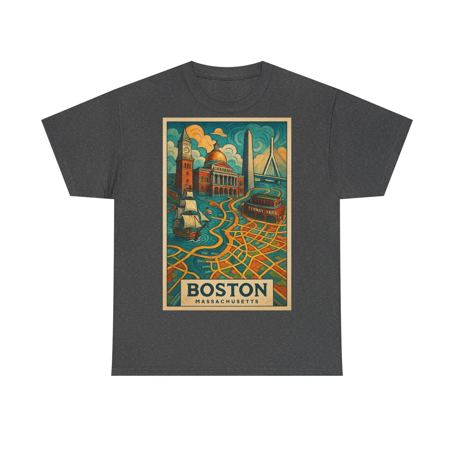Adult Unisex Boston Surreal Travel Art Tee
