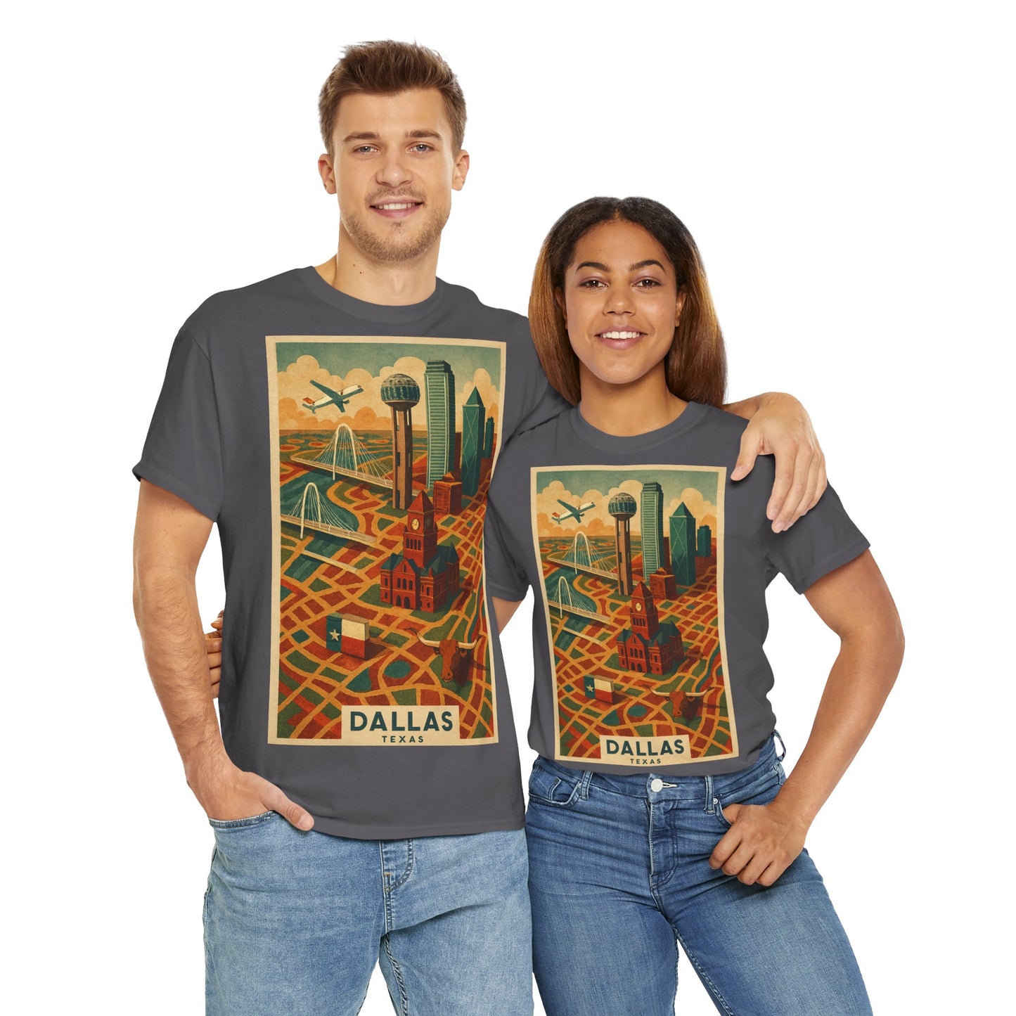 Adult Unisex Dallas Surreal Vintage Map Tee