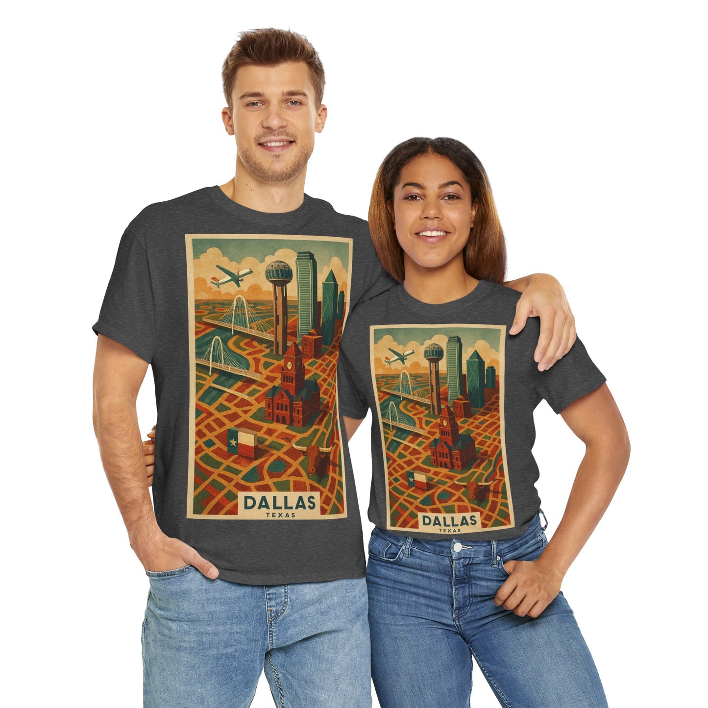 Adult Unisex Dallas Surreal Vintage Map Tee